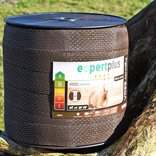 VOSS.farming 200m Ruban de clôture de pâturage Brun de 40mm de Large, clôture pour Chevaux, Poney, Paddock et pâturage, Brin 8 échelle en Acier Inoxydable, échelle en cuivre pour Chevaux et poneys – vue 3