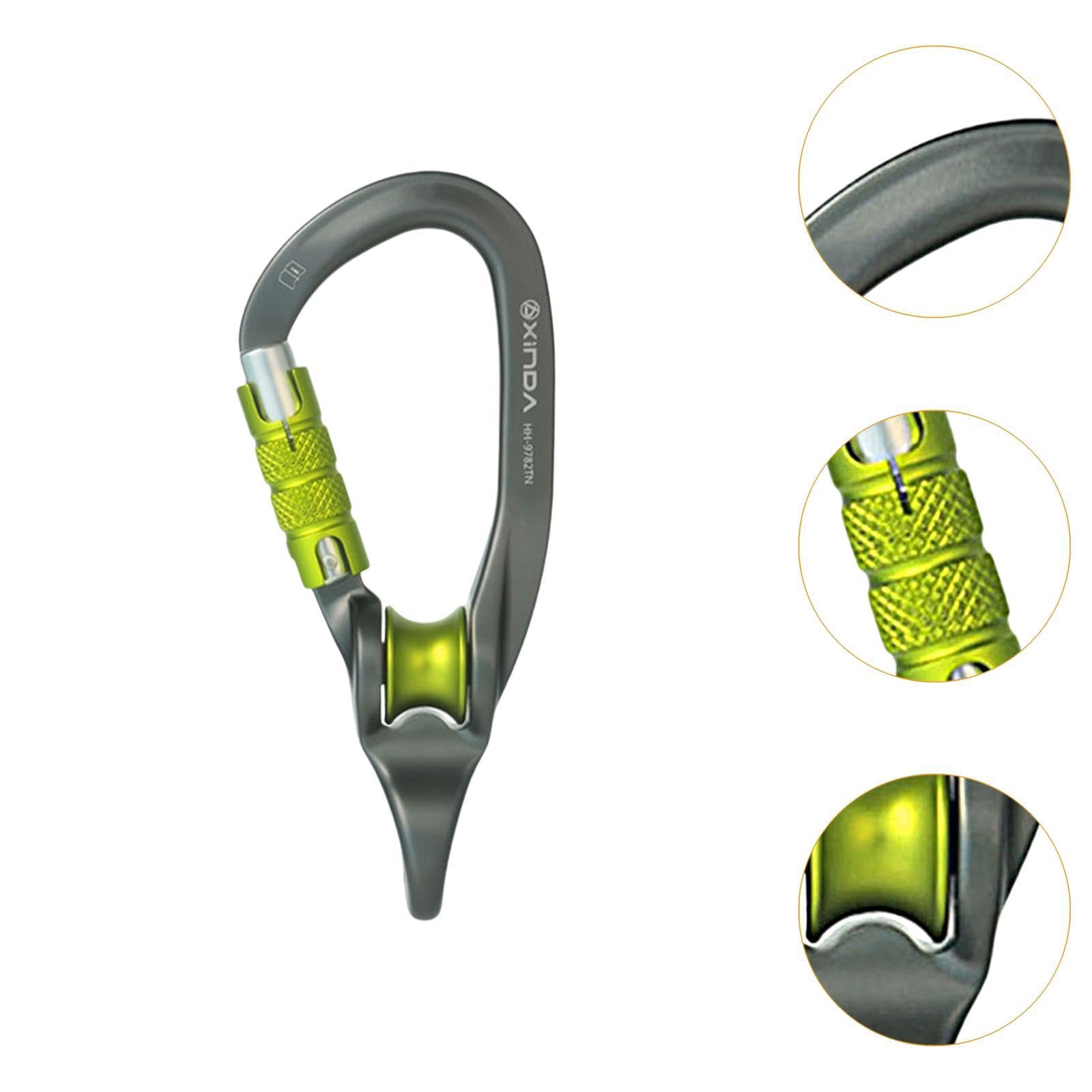 Mosquetón Rock Climbing Pulley Carabiner con Diseño de Cierre Automático Estructura Resistente de Aluminio y Acero Apertura Grande Compatible con