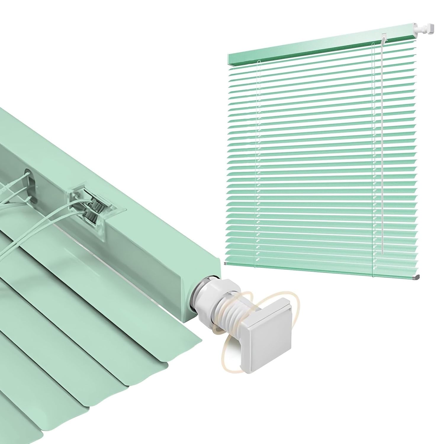 Ajtxcsfoql Light Green Room Darkening Mini Blind No Drill 40-140Cm Width 50-180Cm Length, 25Mm Slat Aluminum Venetian Blinds, Cordless Horizontal Windows Blinds For Interior(Light Green)