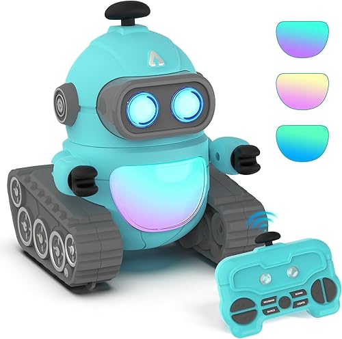 GILOBABY Juguetes robóticos para niños, robot recargable de control remoto para niños, robots RC programables con ojos LED, cabeza y brazos