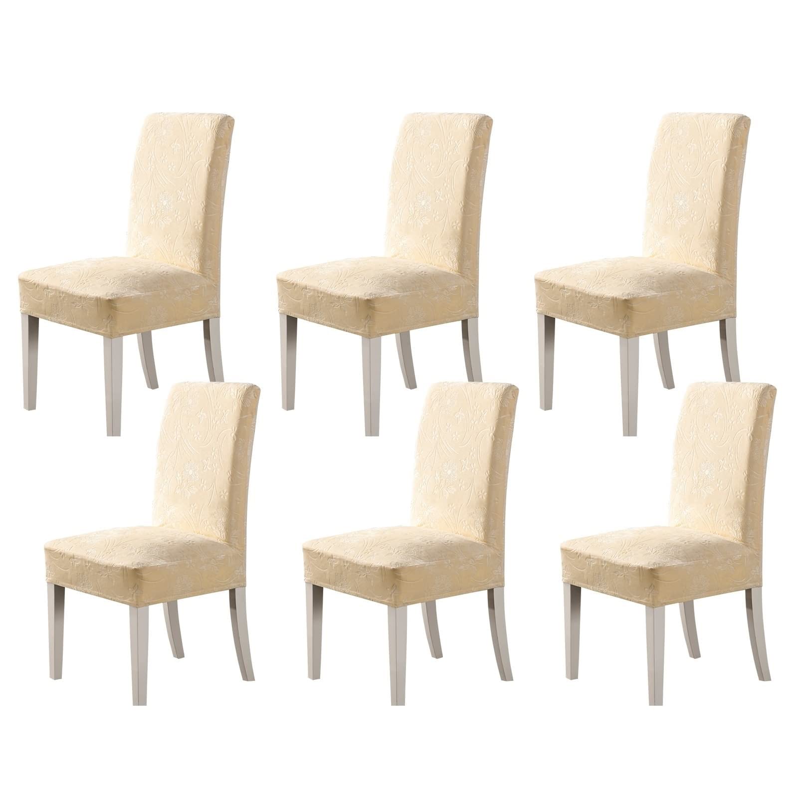 Housse de chaises 6 pièces beige KnSam en velours de polyester