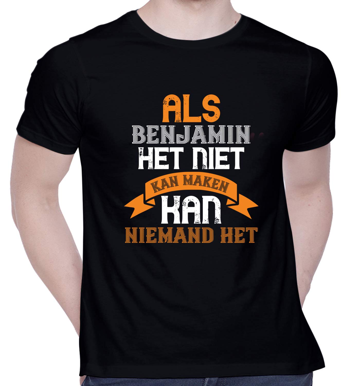 CreativiT Graphic Printed T-Shirt for Unisex ALS Benjamin het niet kan maken Tshirt | Casual Half Sleeve Round Neck T-Shirt | 100% Cotton | D00443-390