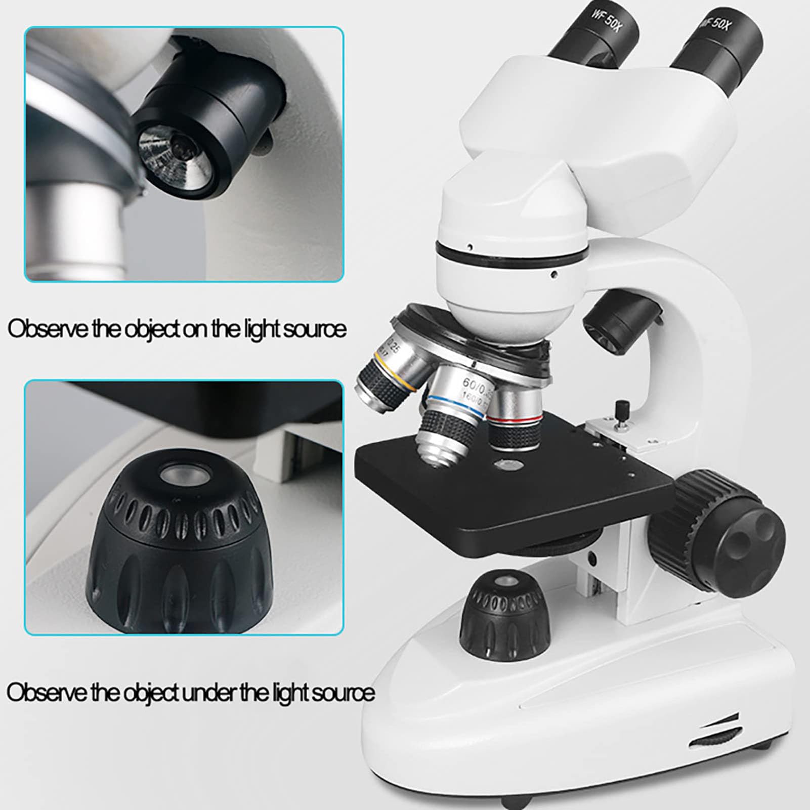 Mikroskop dwuokularowy, 40 x 6000 x mikroskop dwuokularowy, mikroskop dla początkujących dzieci z zestawami, laboratoryjny mikroskop biologiczny