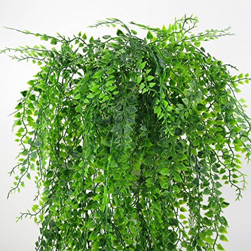 Flameer 4X Planta artificial de folhas de marfim Garland Vine Falso Folhagem Decoração de festa em c