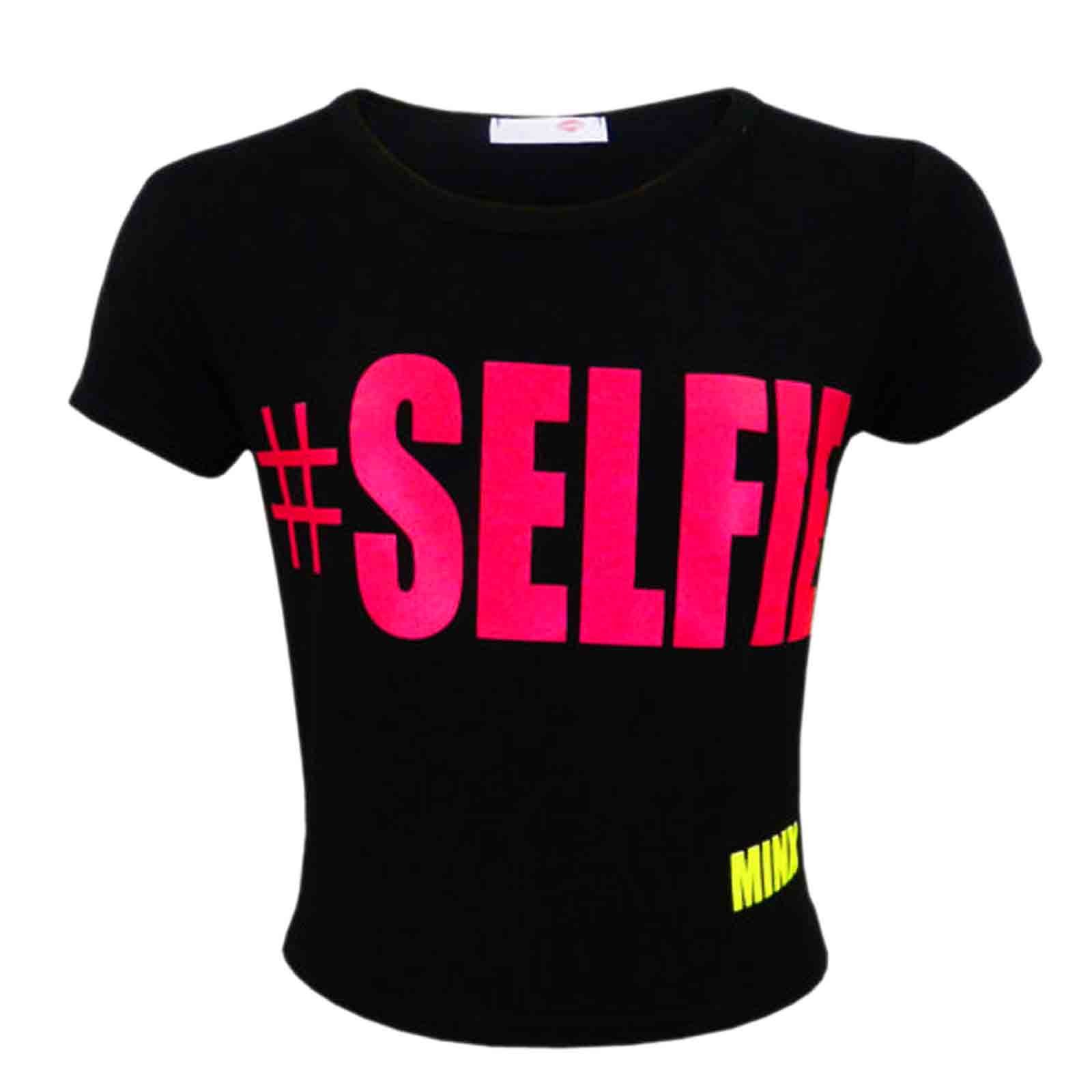 A2z 4 Kids Girls Black Selfie Crop Top Short - #Selfie Crop Top 11-12