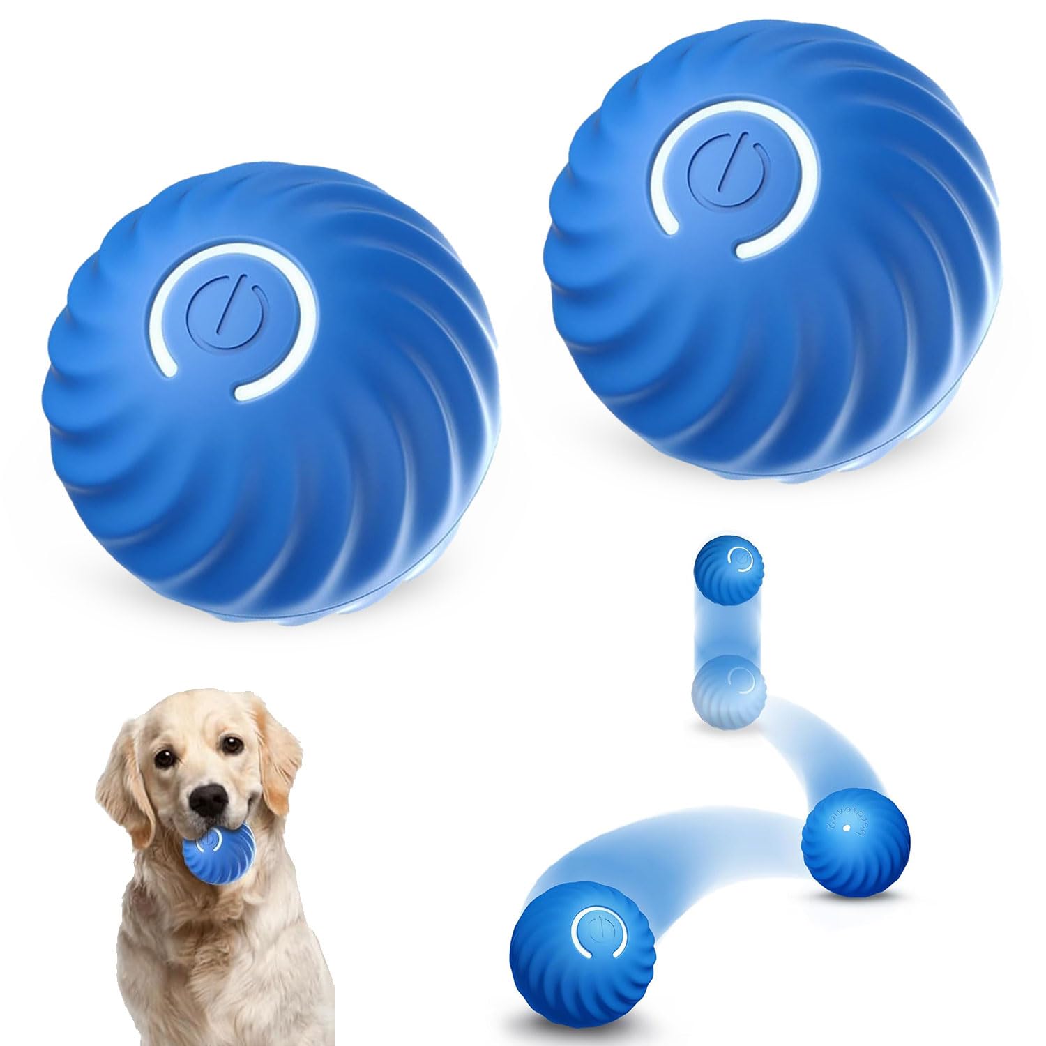 2 bolas autoenrollables para perros, juguete interactivo, pelota interactiva para perros, juguete interactivo para perros en interiores y exteriores