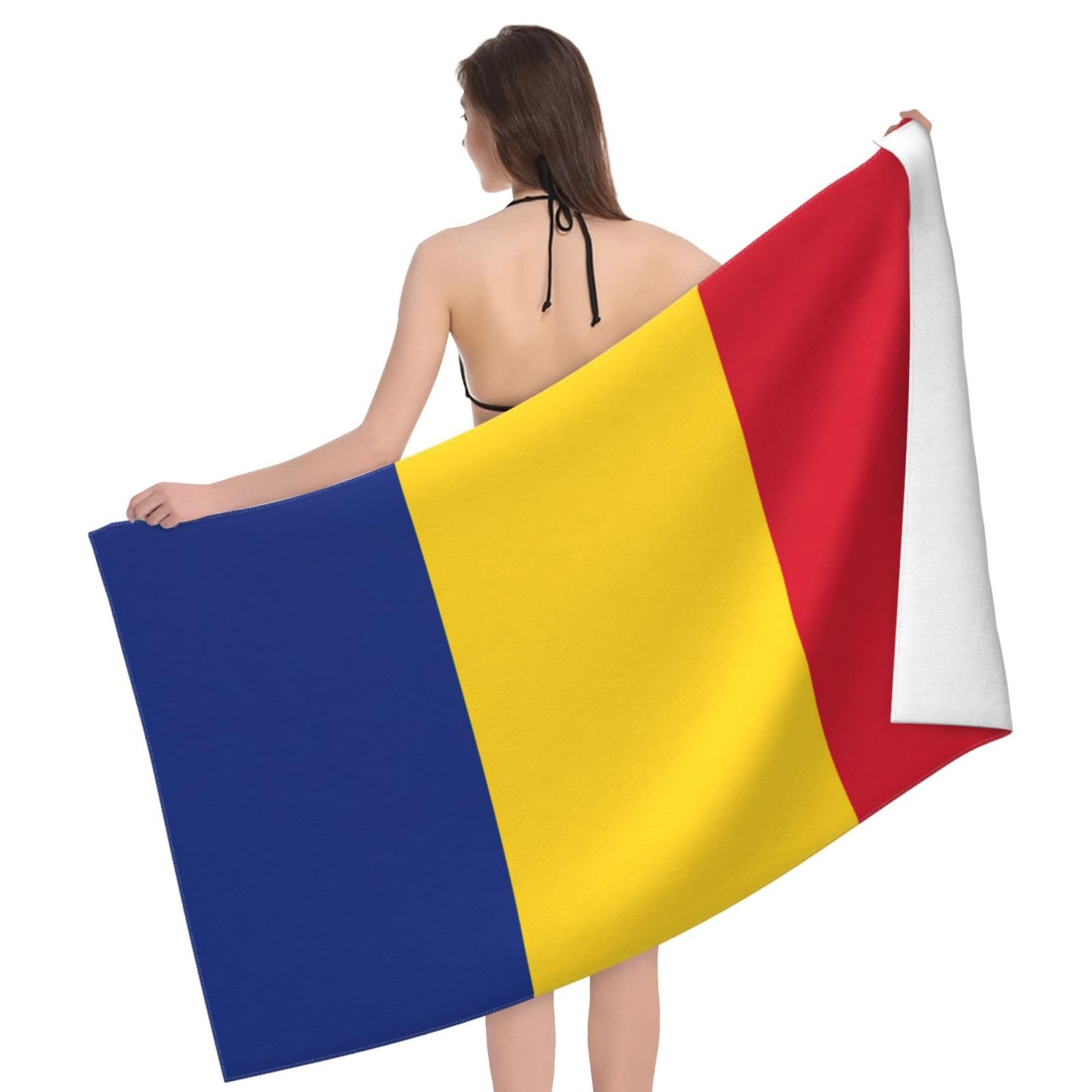 Anceky Oversized Flag of Romania Print Beach Towel Soft Quick Dry for Beach Pool Shower Travel Sports