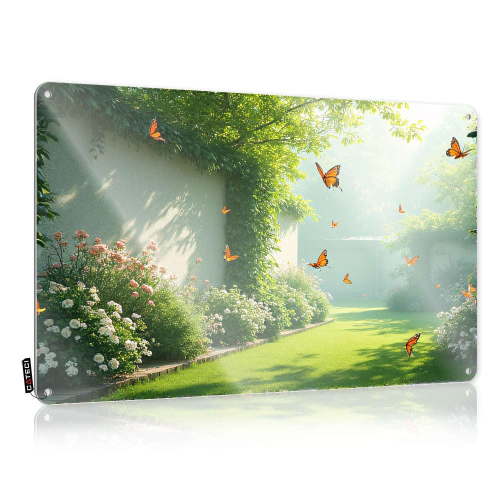 Cool Wall Decor Rubber Ready To Hang - Butterflies Fluttering Among Vibrant Flowers In A Serene Garden. Haves For Walls(20X30CM)