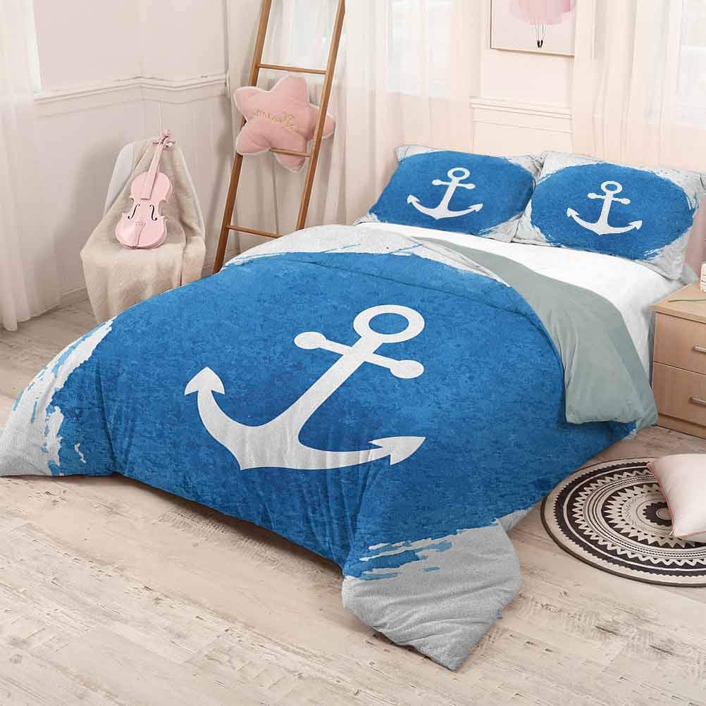 prunushome Anchor All-Season 3-Piece Anchor Icon with Watercolors Effect Deep Down Sea Stay Calm and Firm Artwork Print Light-Weight Blue White 71x87in/20x30inx2
