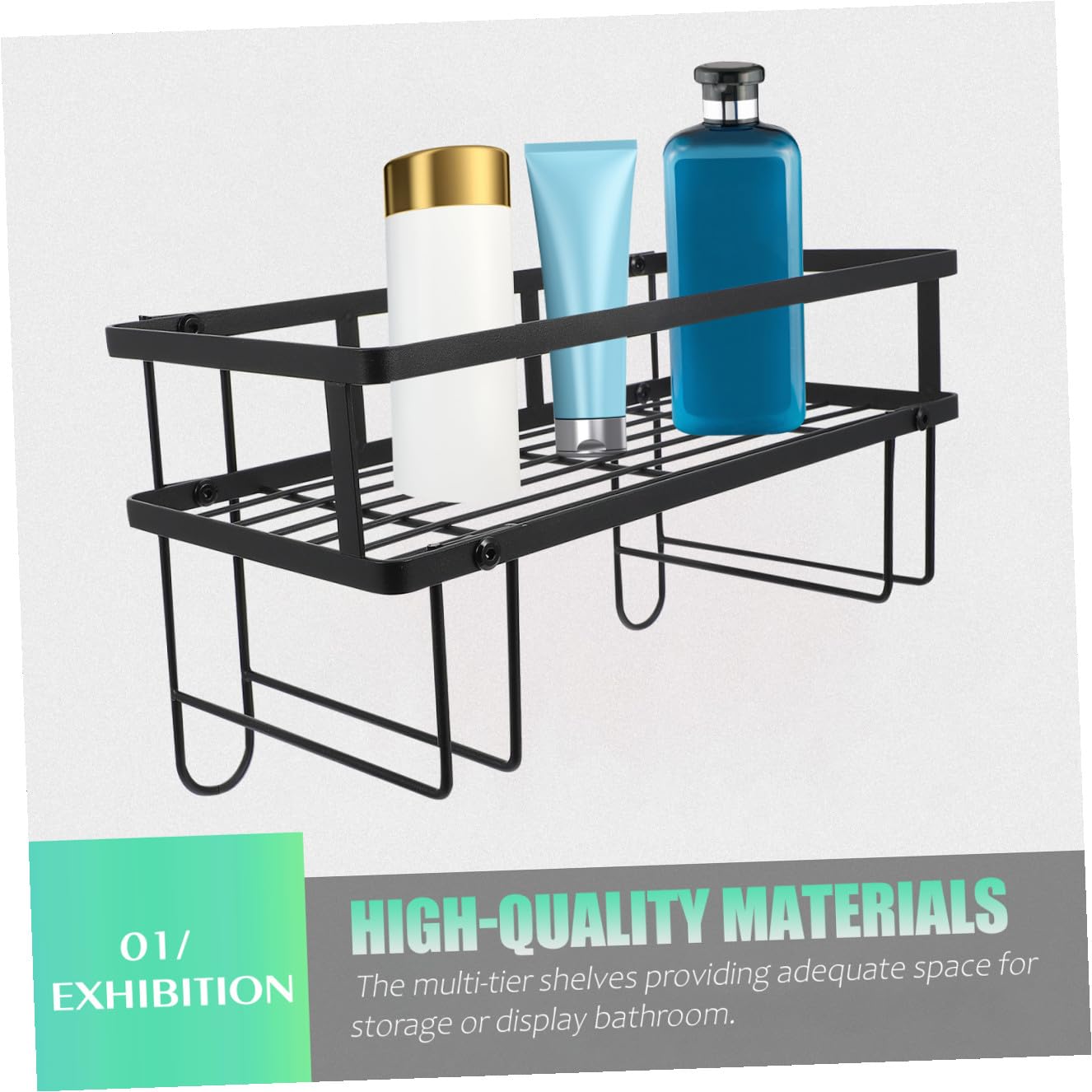Mensola Portaoggetti per Toilette Singola in Acciaio al Carbonio Nero | Bagno e Casa, Struttura Autoportante e Antiruggine, Design Salvaspazio Moderno