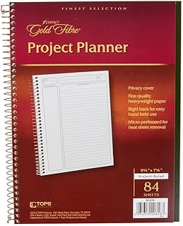 TableTop King 20-816 Gold Fibre 7 1/4" x 9 1/2" Wirebound Project Planner with Green Cover - 6/Pack