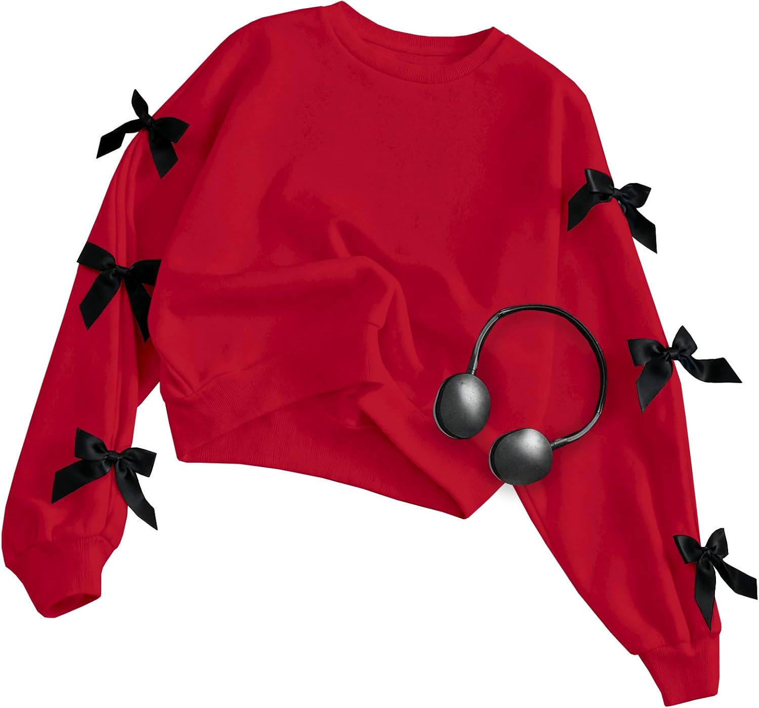 Girls Sweatshirt Cute Bow Tie Long Sleeve Crewneck Pullover Top Casual Fall Winter - Image 4