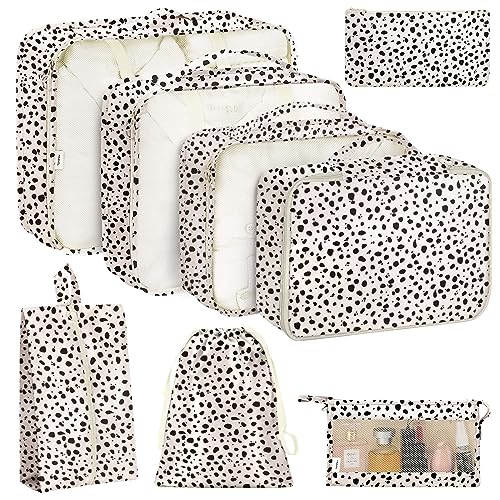 Image of KPX 8 Set Packing Cubes for Travel, Luggage Packing Organizers Accessories Large Toiletries Bag for Clothes Shoes Cosmetics (Leopard)