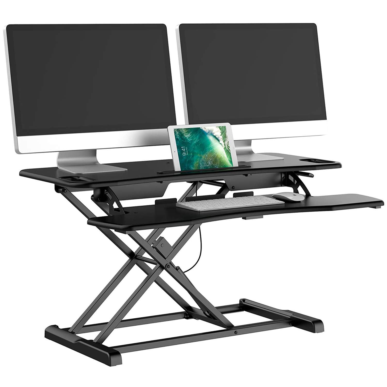 bonVIVO Scrivania Regolabile Altezza Sit Stand per PC e Ufficio | Postazione ergonomica per alternare lavoro seduto e in piedi. Ideale per casa, studio e ufficio.