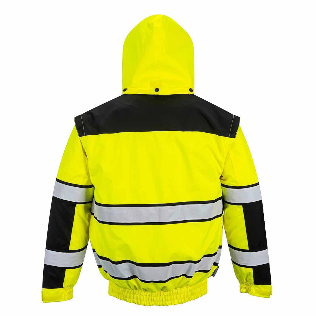 Portwest C466 Kurtka robocza 3-in-1 Elementy Odblaskowe Zamek Błyskawiczny | Żółty/Czarny, XL, EN ISO 20471 Klasa 3, EN 342, Krój Standardowy, Długi Rękaw, Unisex, 6 Kieszeni, 300D Oxford, Poliester