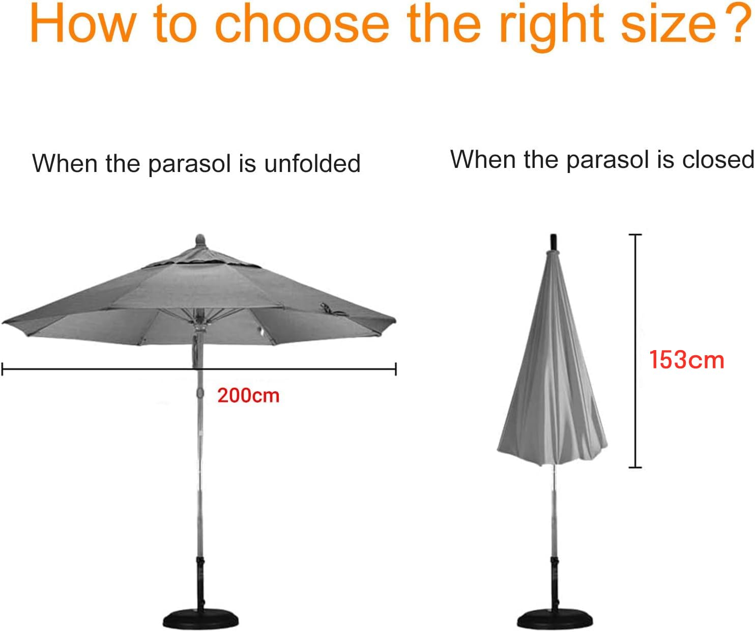 Housse de Parasol Protection 600D Imperméable - Robuste Anti-UV - Bache