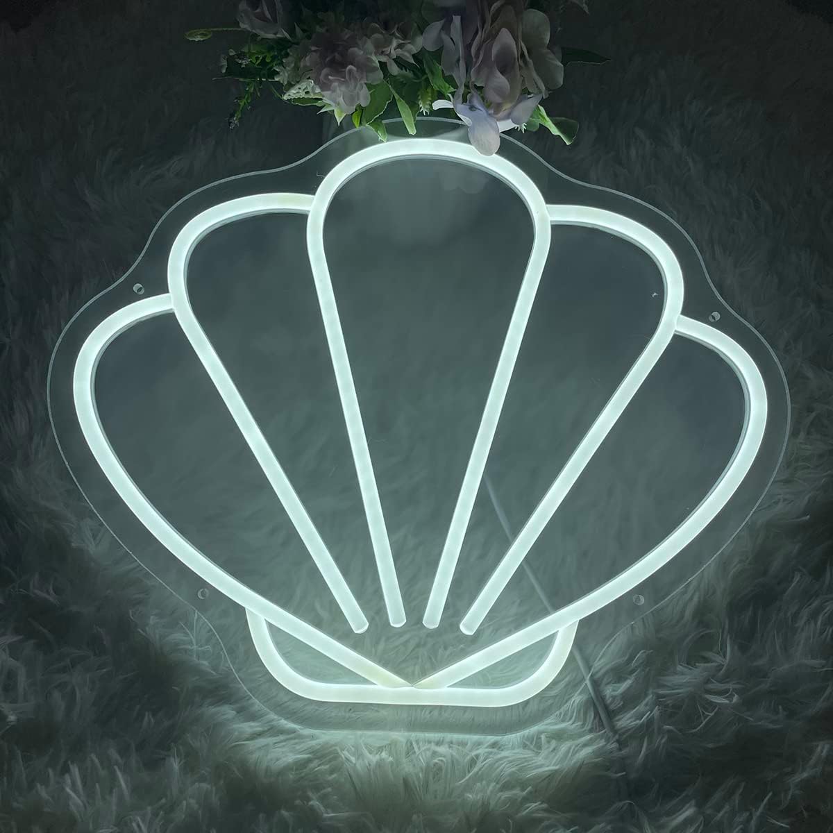 Sea Shell Neon Sign Personalized Kids Cartoon Led Lights for Wall Art Secor Cofe Bar Club Hotel Store Aesthetics Led Signs Wedding Party Kids Teens Bedroom Night Lamp (White)
