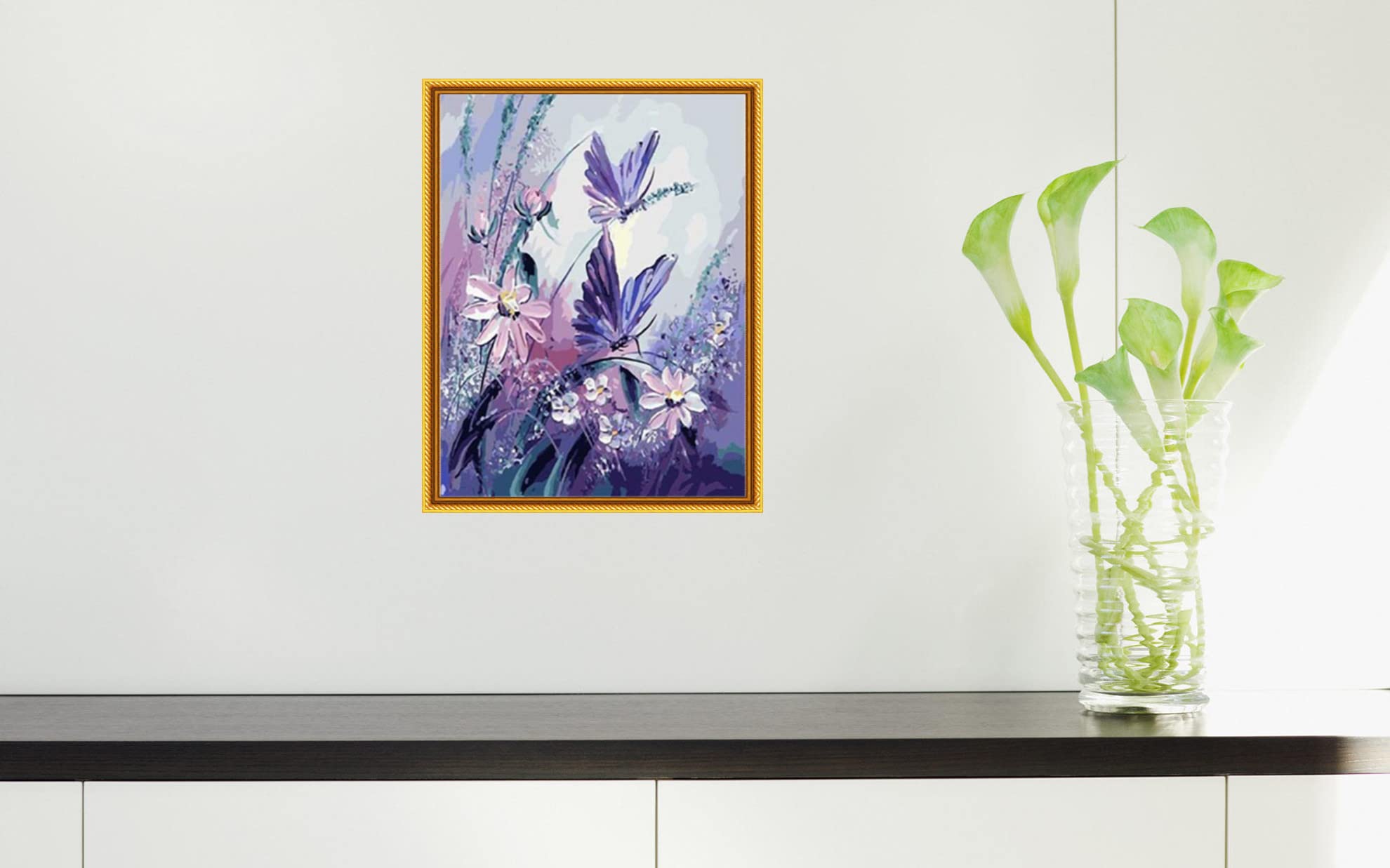 ABEUTY - Dipinto fai da te con numeri per adulti, principianti, parco fiori e alberi colorati, 40,6 x 50,8 cm