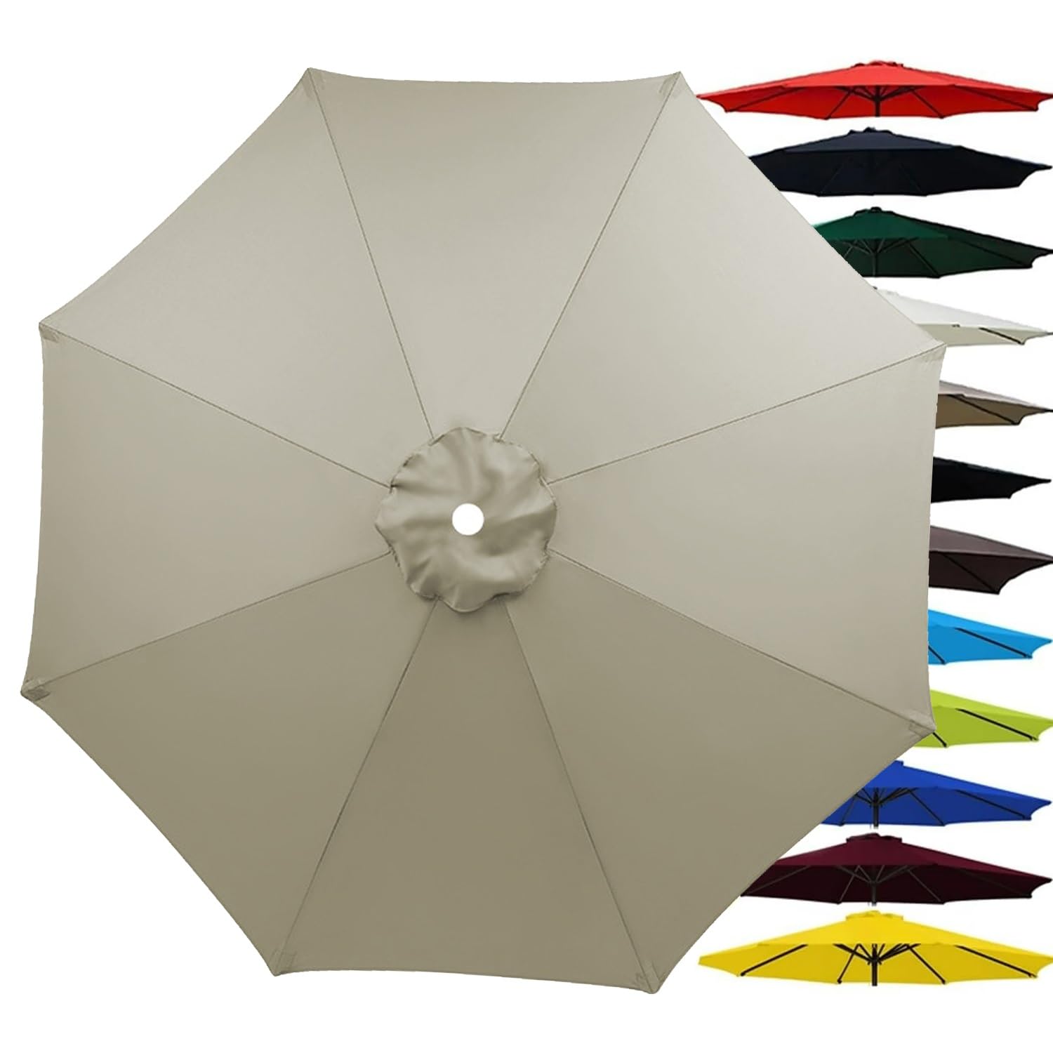Umbrella Replacement Cover, 4.0m/3.0m/2.80m/2.0m Outdoor Parasol Canopy Replacement, 6 Arms/8 Arms Umbrella Cloth Fabric, UV-Anti, Water-proof, for Patio Market Table Pool(Taupe)