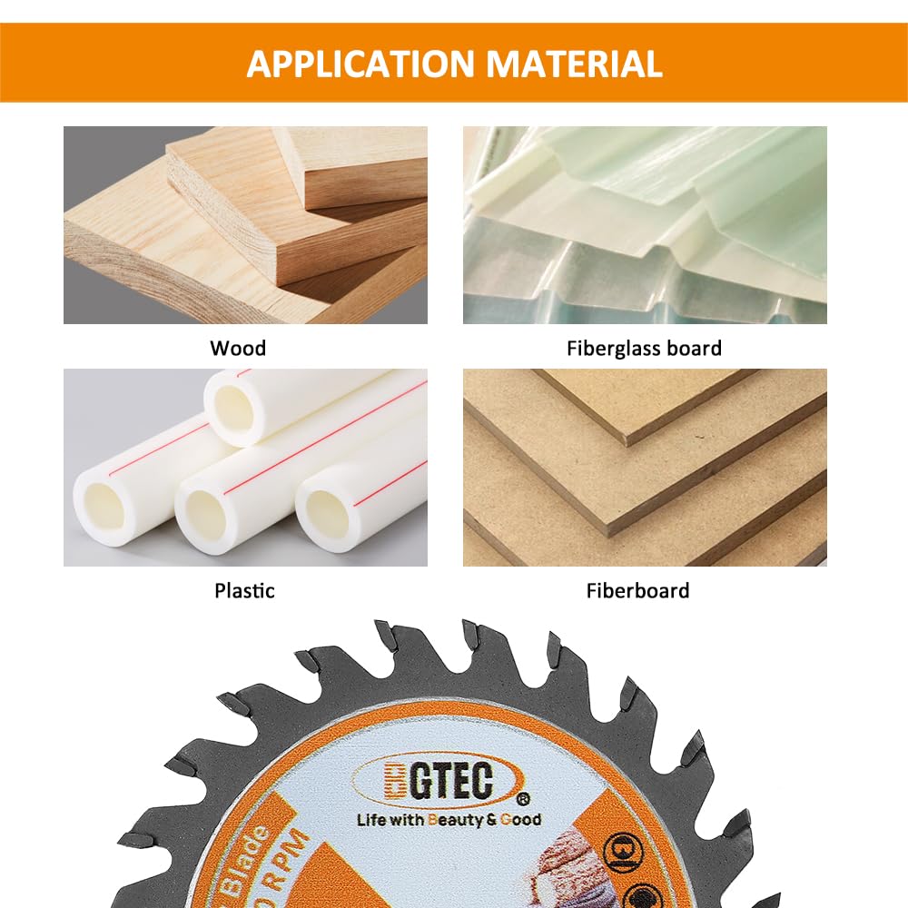 TCT Carbide Circular Cutting Blade-BGTEC Wood Cutting Dics, 3pcs 3"/75mm 24T with 10mm Arbor for Cutting Wood Plastic - Image 2