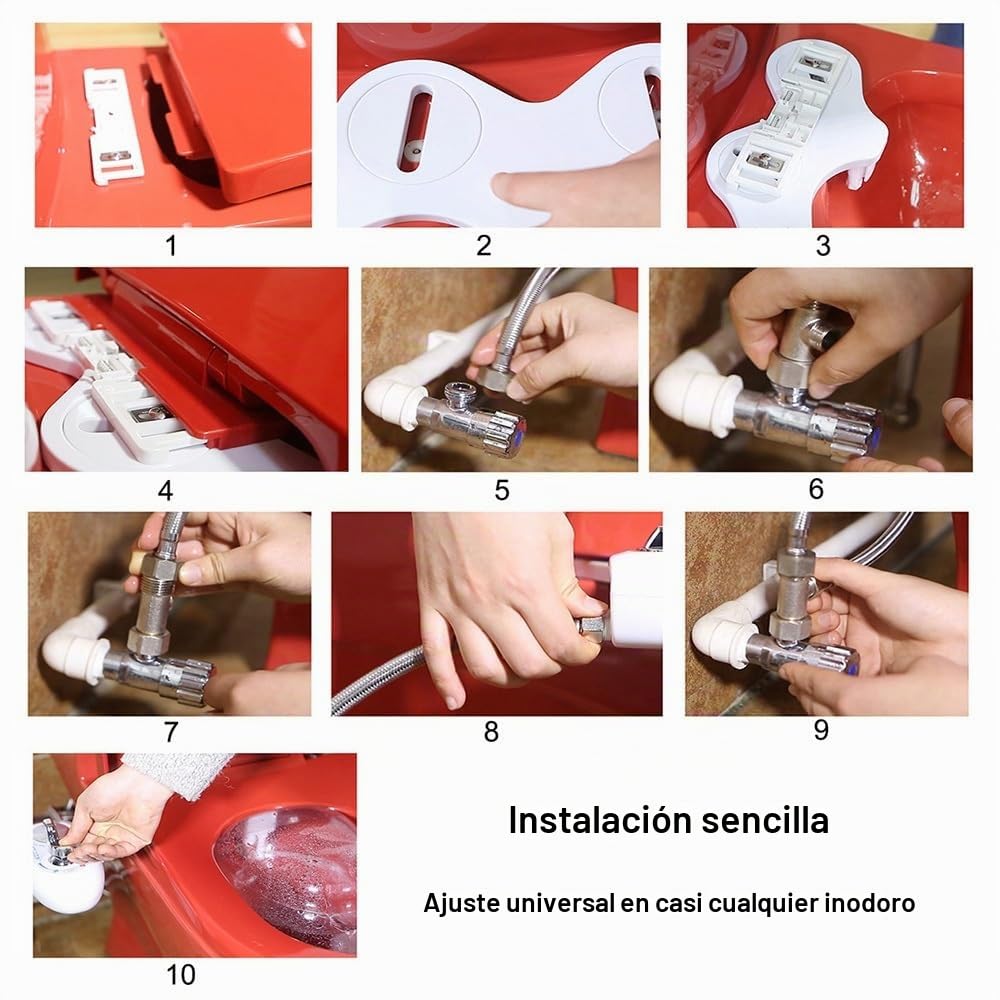 RADAAB Accesorio de bidé for Inodoro, Lado Izquierdo, Boquilla rociadora autolimpiante de presión Ajustable no eléctrica, Control for Lavado Posterior Femenino(Cold)