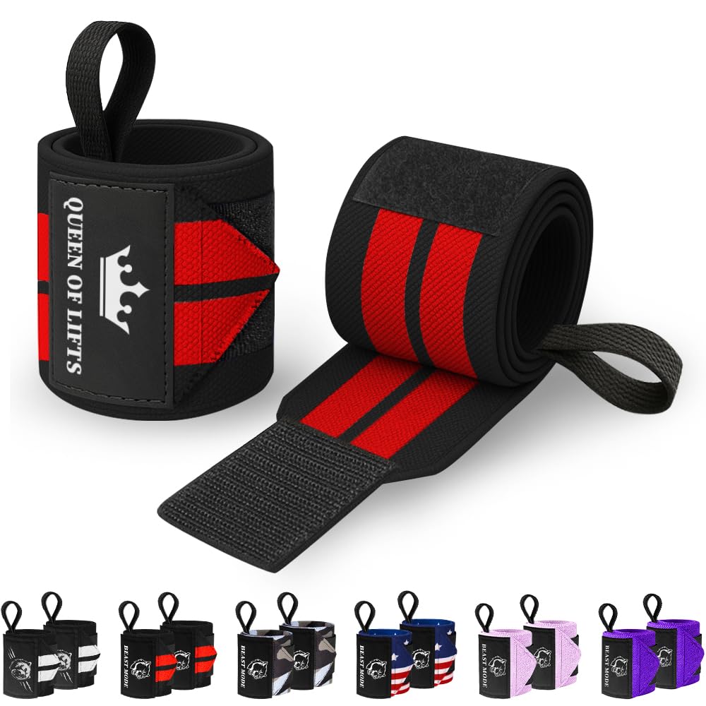 TECEUM Weightlifting Wrist Wraps with Thumb Loop – Black with Red – Queen of Lifts – 18 inch – Heavy-Duty Workout Wrist Support & Protection – Ideal for Powerlifting, Strength Training, Bodybuilding-image-27