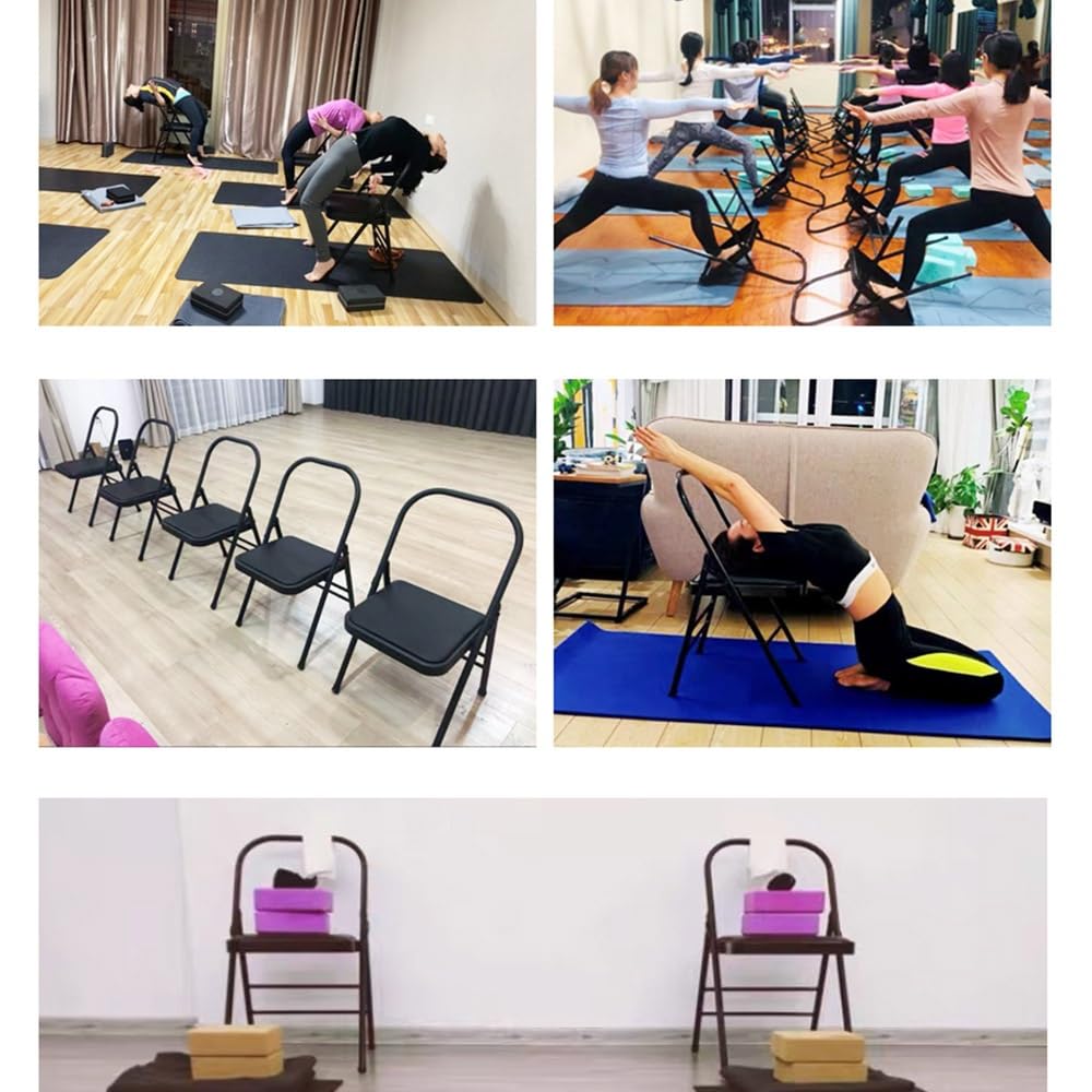 Chaise Pliante de Yoga Iyengar avec Rembourré, Chaise Auxiliaire pour Yoga, Noir