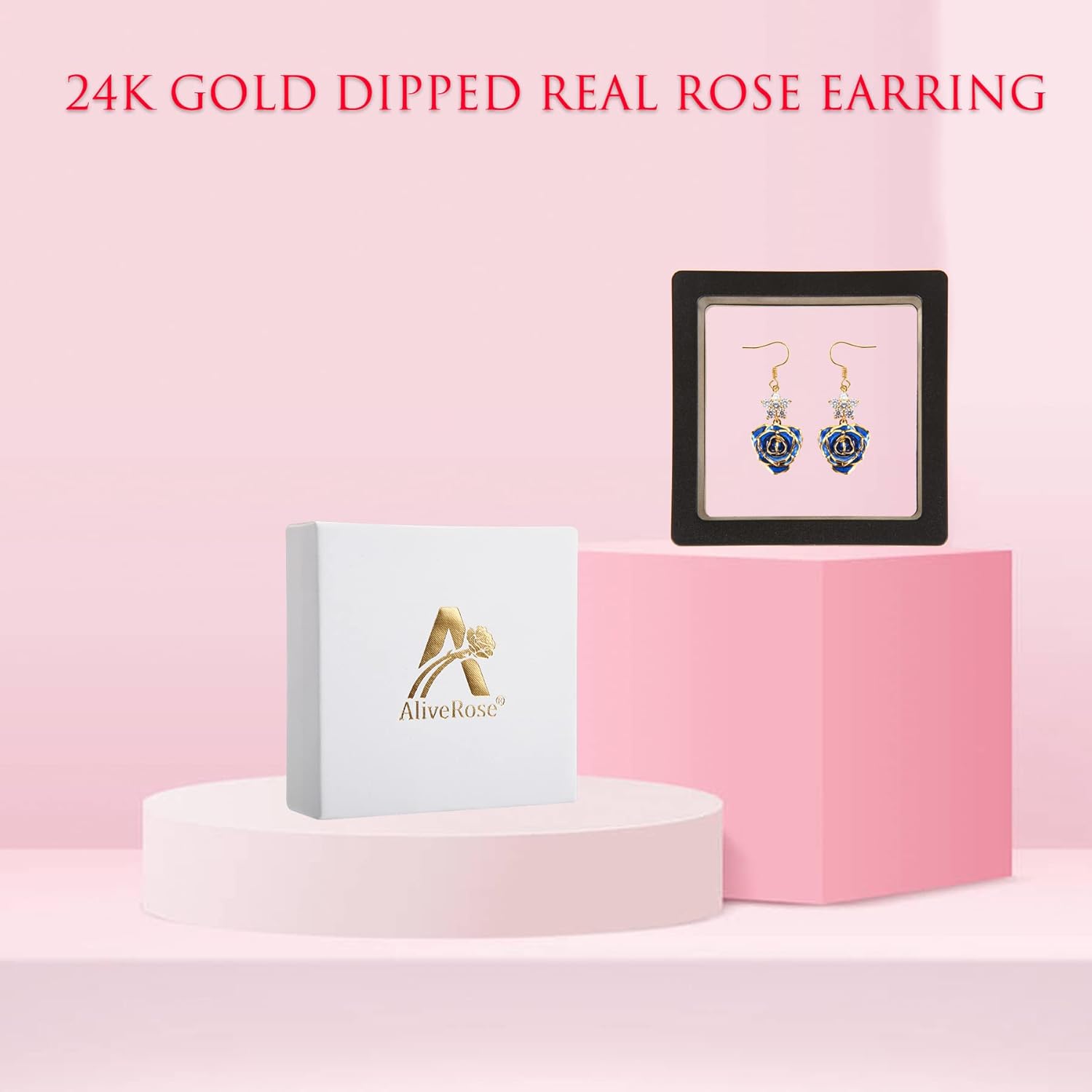 Gold-Plated Rose Earrings for Women,Fashion Rose Earrings Best Gift for Wife Mother on Valentines Day Anniversary Birthday - Image 5