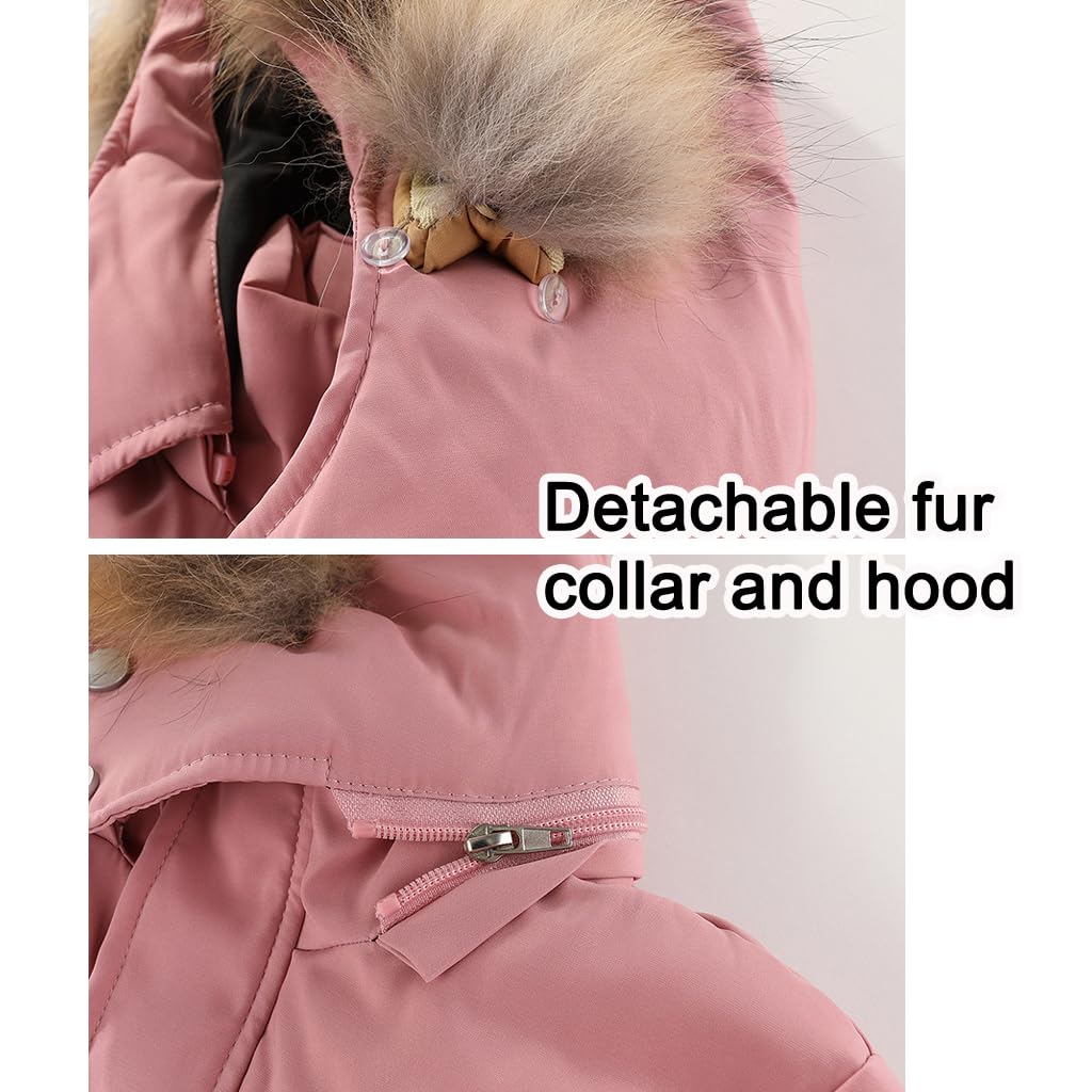 Niño Traje de Nieve Invierno Bebé 2 Piezas Chaqueta de PlumóN Abrigo con Nieve Babero Pantalones Niñas Traje de Esquiar Ropa Rosa 2-3 Años
