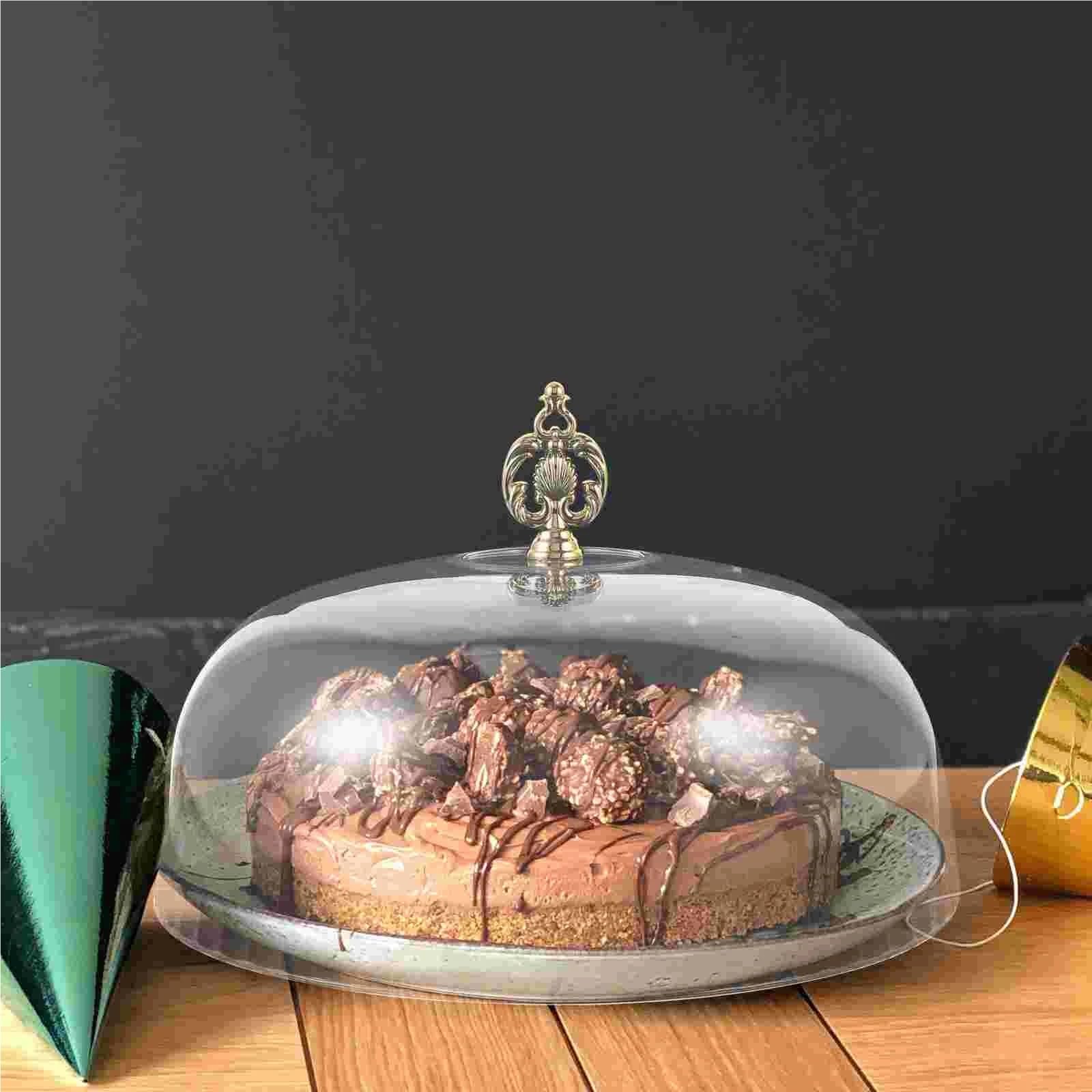 Alzata per Torta Vassoio da Esposizione Rotondo for Torta da 12 Pollici, Cupola in Ceramica di Vetro, Dessert di Nozze, Coperchio Alto in Cristallo, Coperchio da Forno Rotante, Prodotto con
