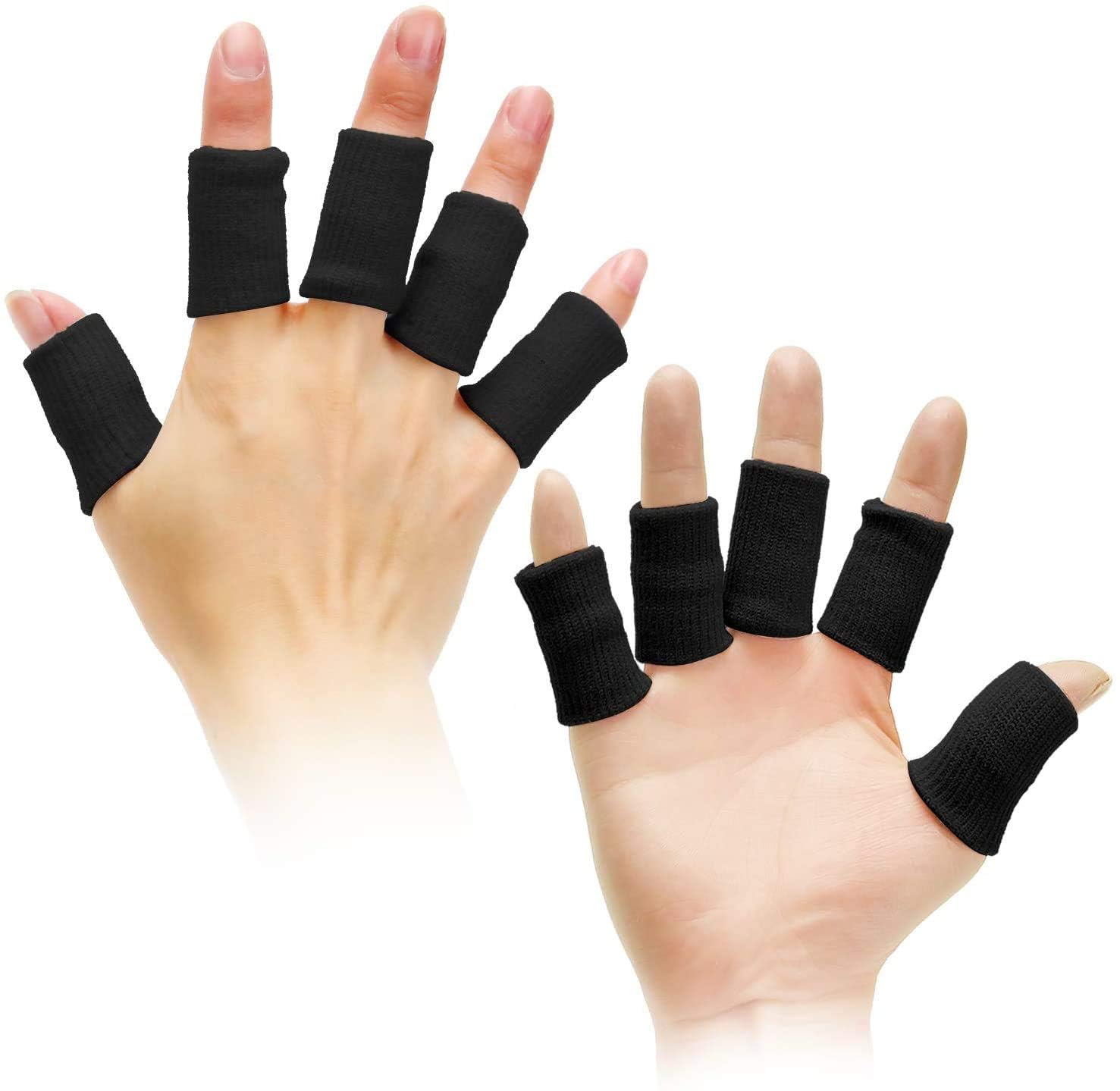 Cetaplast 10Pcs Finger Sleeves Protectors Thumb Brace Support Elastic Compression Protector For Relieving Pain, Arthritis,Trigger Finger, Sports, Free size (Black)-image-2
