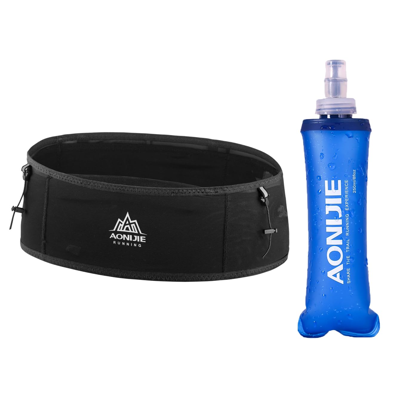 AWKSPORTS Running Hydration Belt with 250ml Soft Flask for Women and Men, Moisture Wicking Storage Belt for Trailing Running Climbing Jogging Cycling