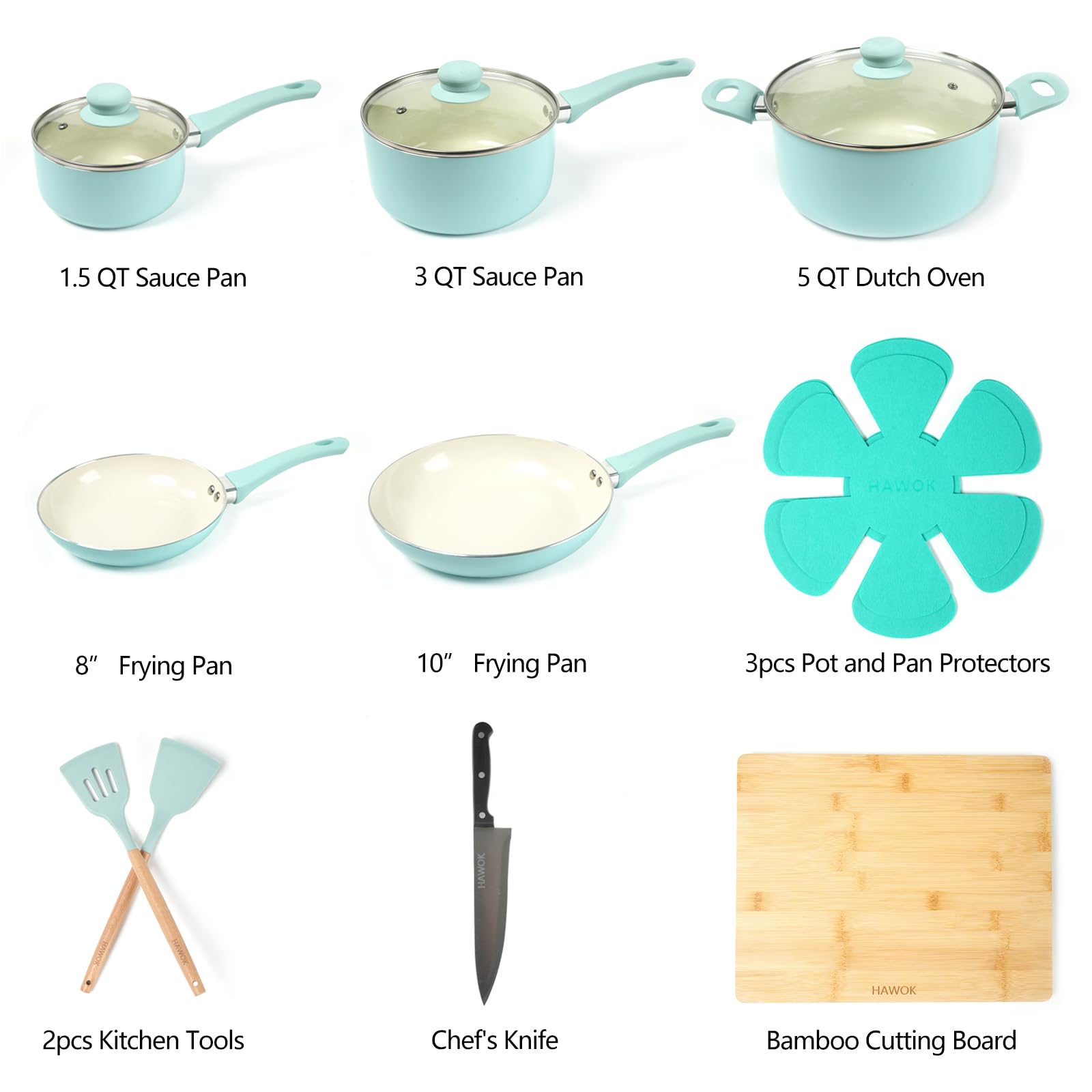 Amazon.co.jp: HAWOKアルミ鍋・フライパンセット ブルー