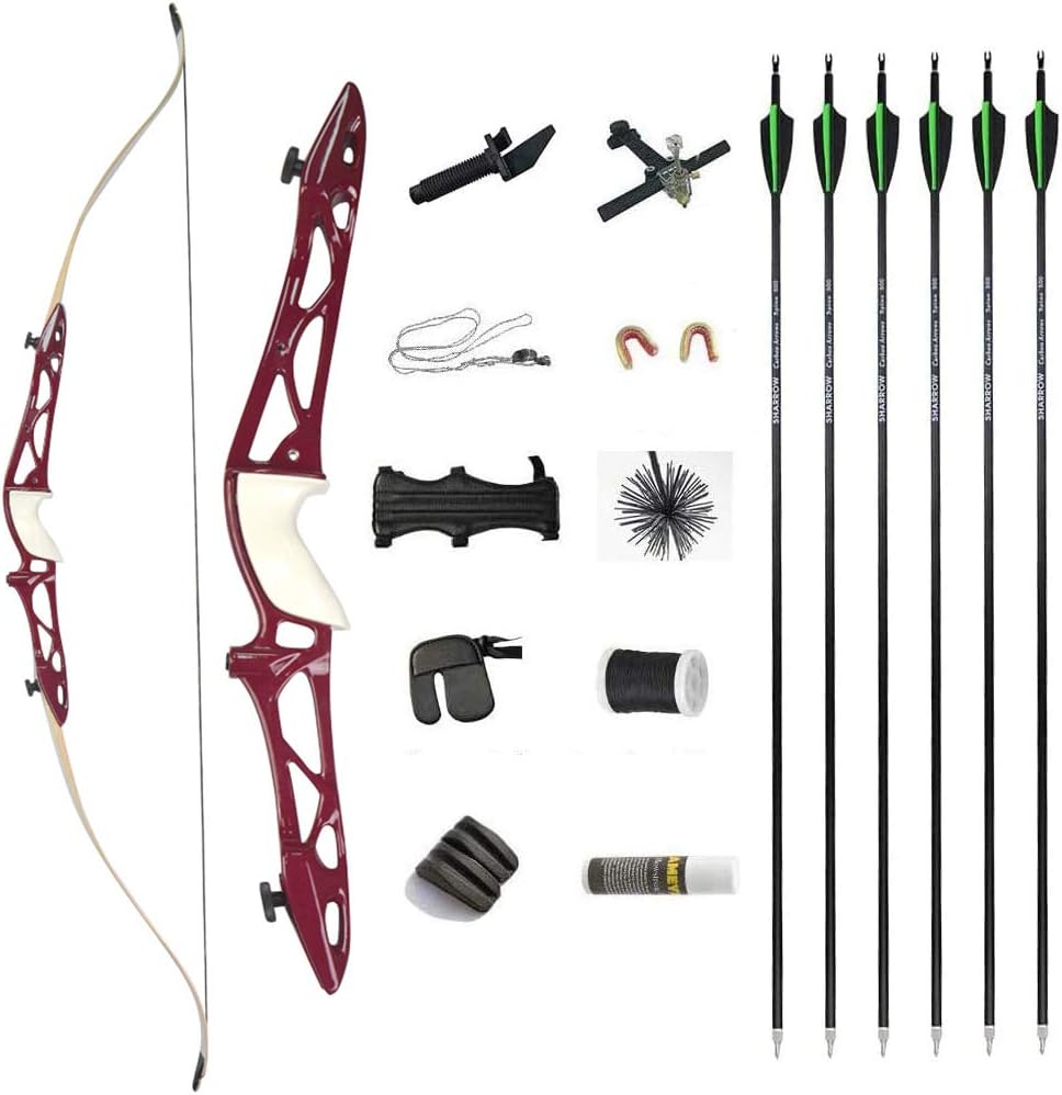 12-40lbs Archery Takedown Recurve Bow and Arrows Set 66" 68" 70" Aluminum Alloy Riser Hunting Target Practice Bow Traditional Longbow with Bow Archery Accessories