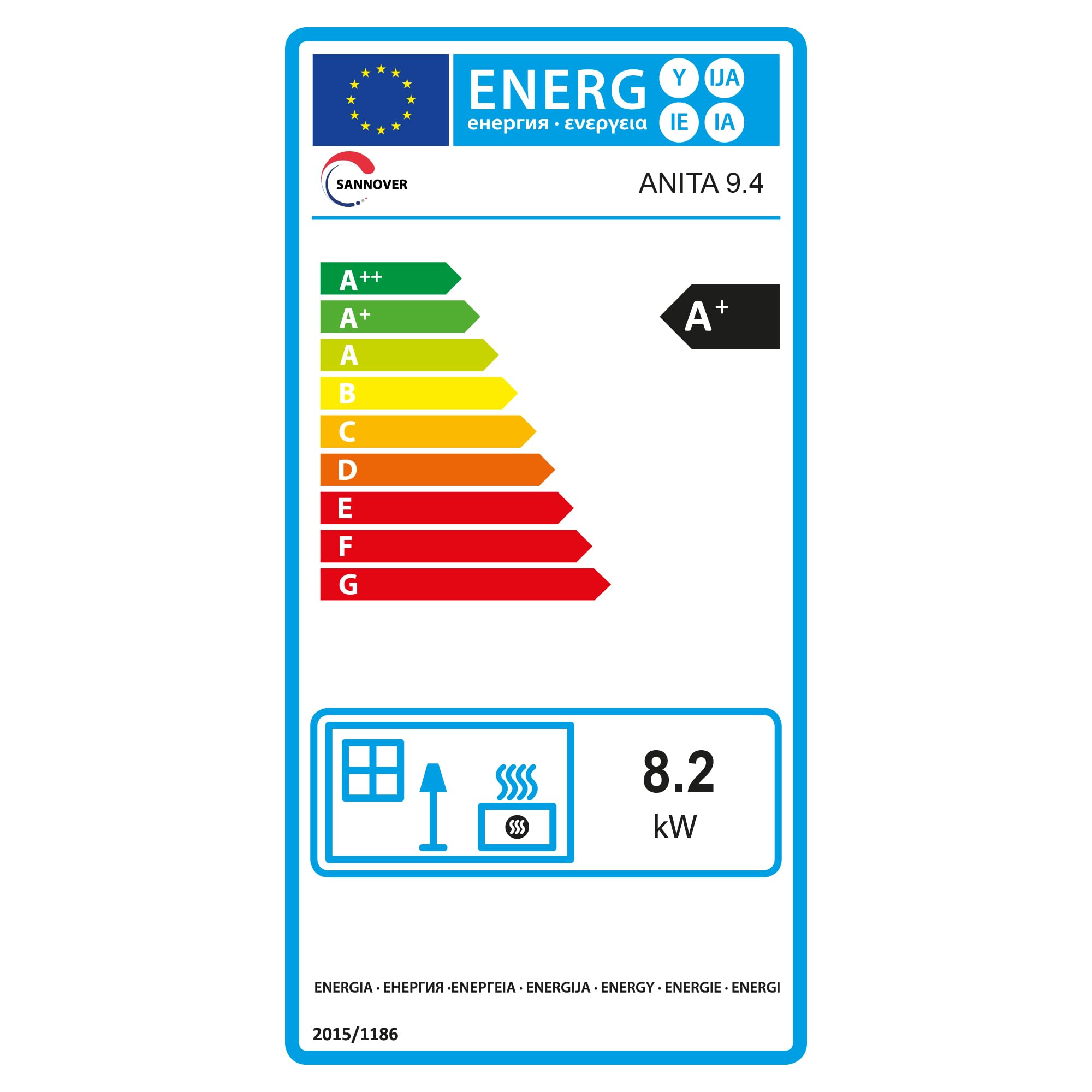Poêle à granulés étanche Anita 9,4 kW Noir Sannover + Kit d’installation