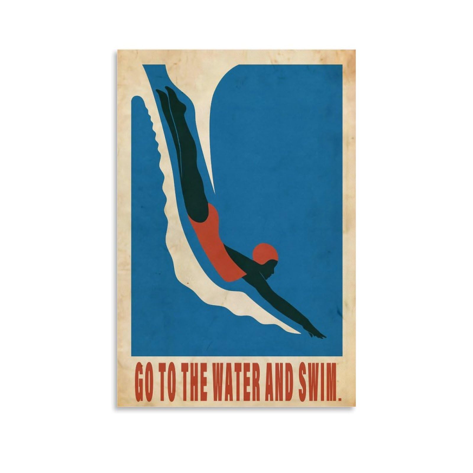 Whbaq Unframe-Style Vintage Swimming Poster Swim Retro Asethetic Classic Poster Canva Colourfast Wall Art Decorative Painting For Living Room Bedroom Home Decor 12X18inch(30X45cm)