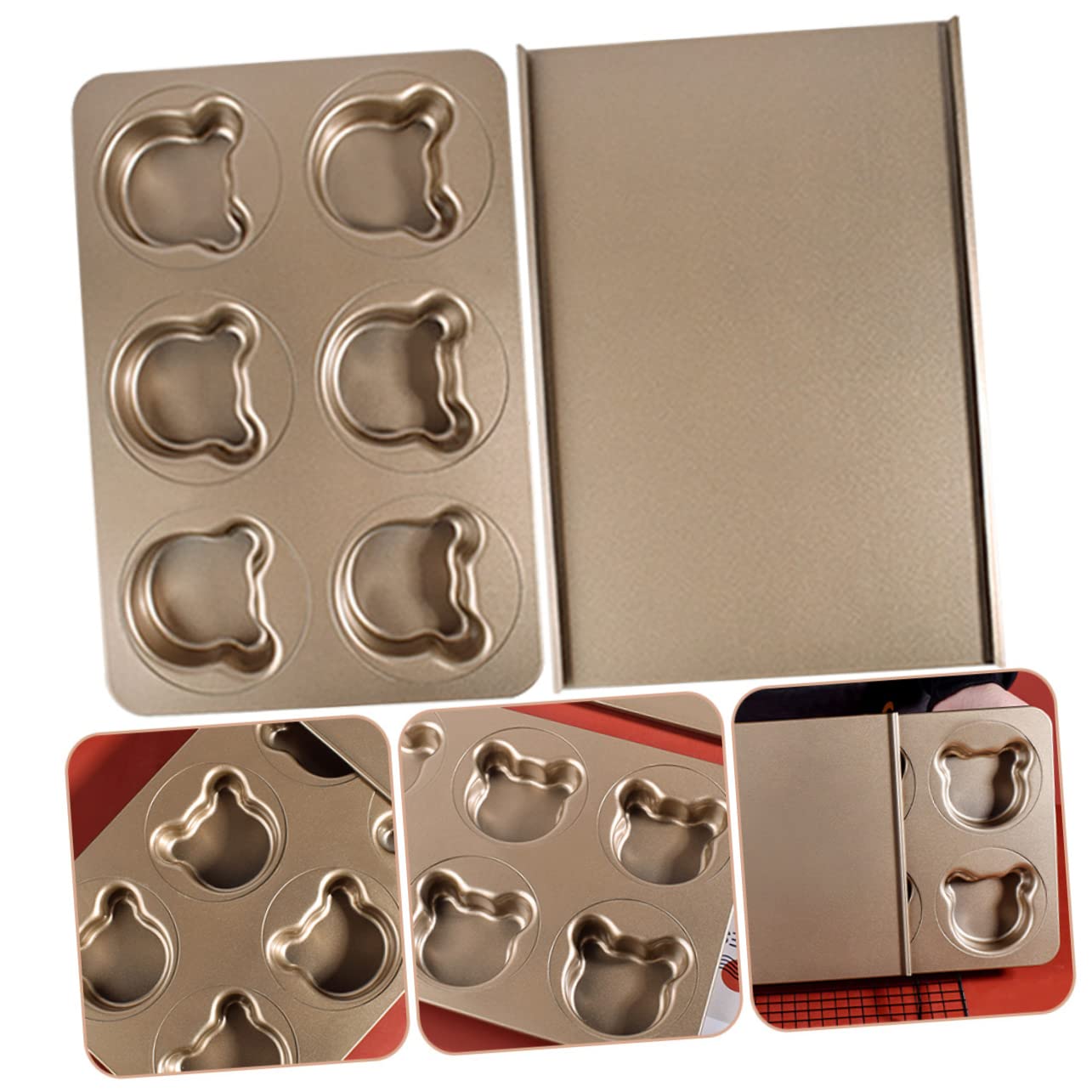 SECFOU Molde para Pasteles Forma de Oso, 1 Set, Acero al Carbono Dorado