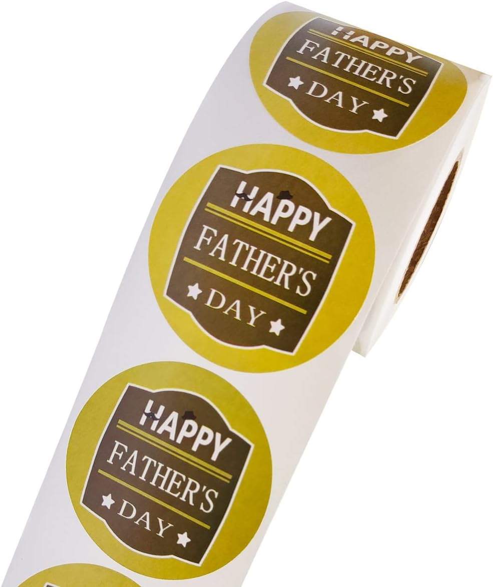 YOUOK Happy Fathers Day Stickers Labels, 2'' Dad Stickers for Envelope Seals,Present Tags Wrap,Card Decorations,Cookies,Box and Gifts Wrapping Decoration.(500 Pcs per roll) : Office Products