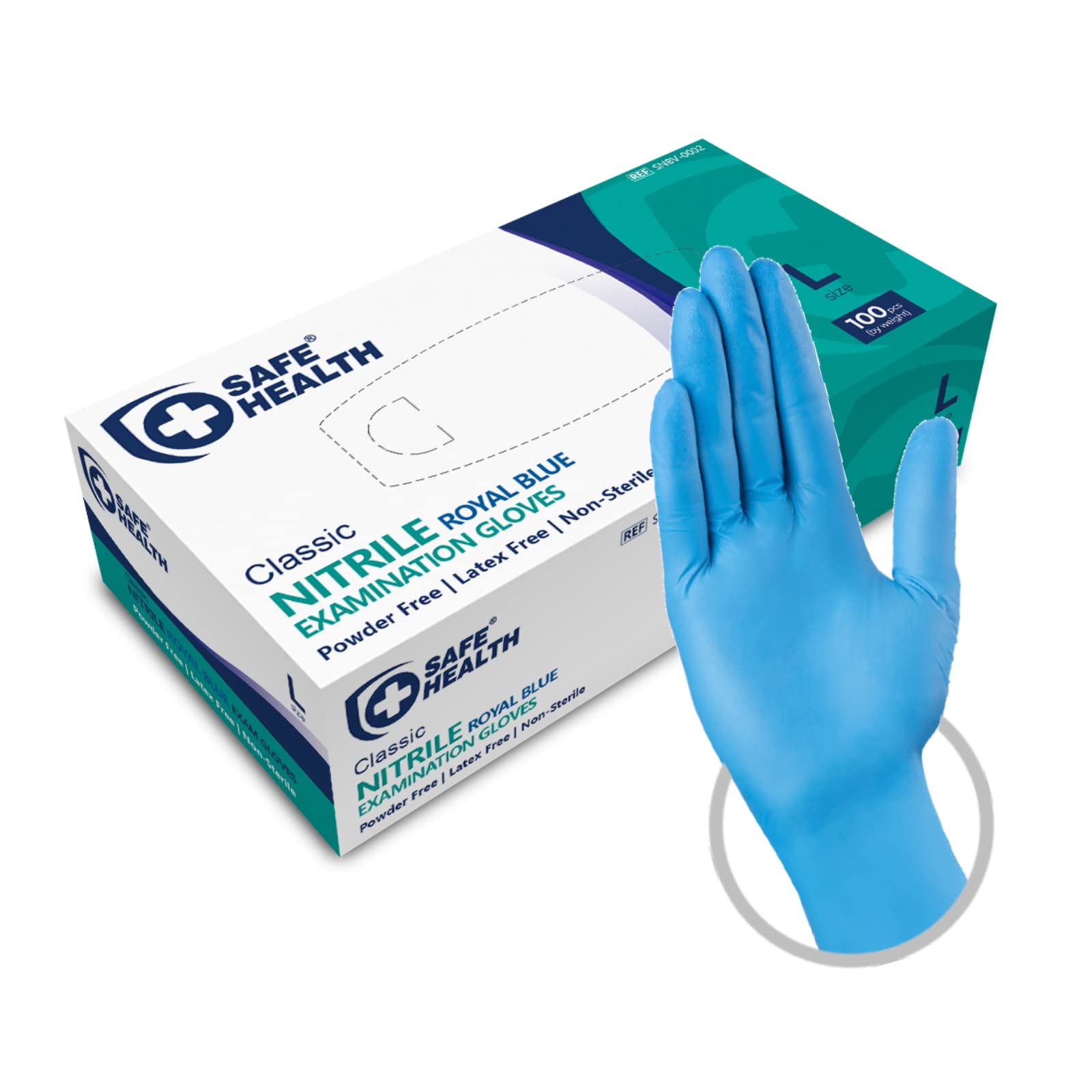 Guanti monouso da esame in Nitrile Blu Taglia L 100 pezzi Senza polvere Ipoallergenici CE EN374 EN455 3,5 Mil
