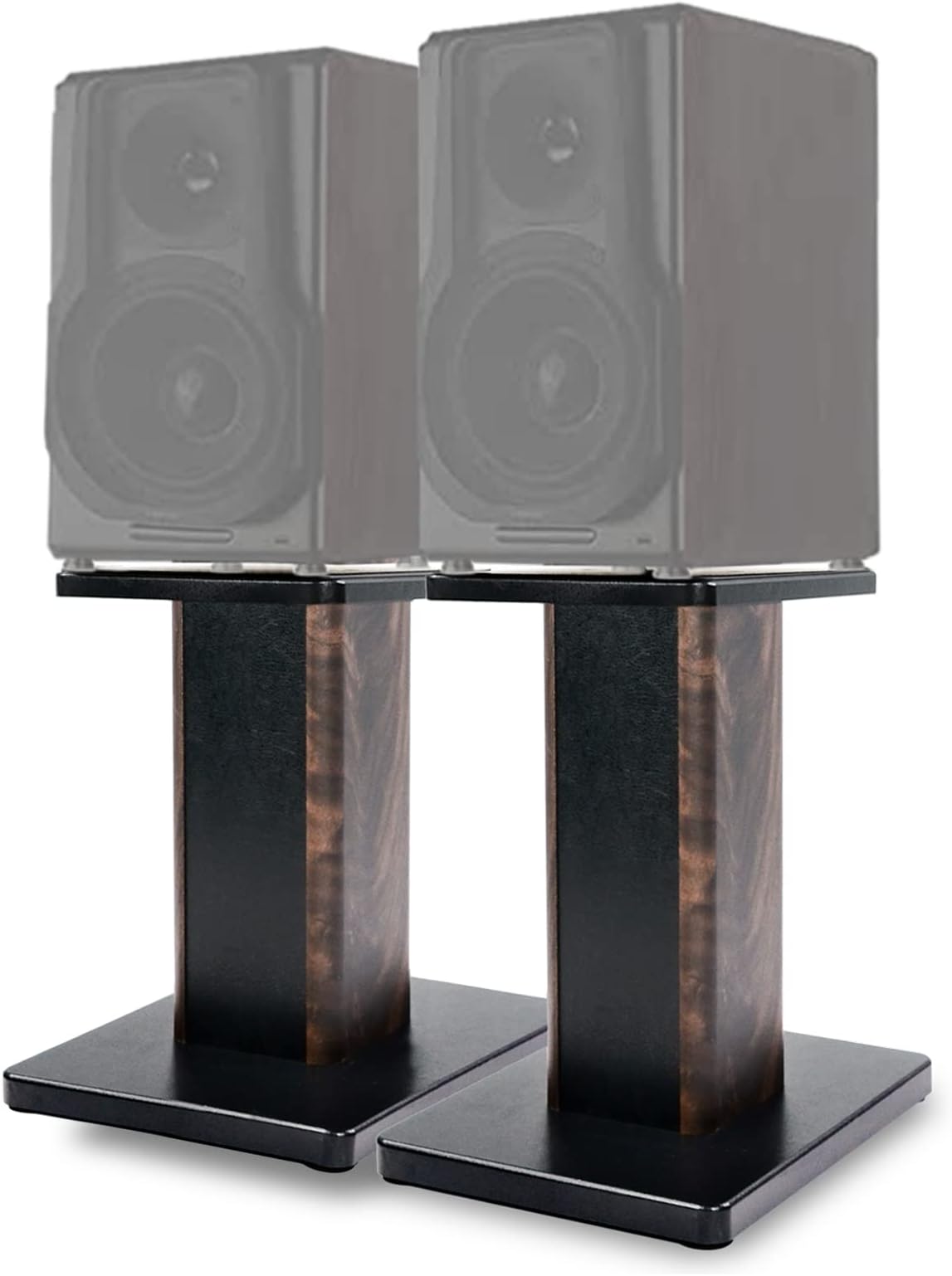 BQKOZFIN 15.74 inch(40cm) Wood Speaker Stands, 1 Pair, Stands for Home-Cinema HiFi Bookshelf Box and Satellite Speakers Wood Grain Enhanced Audio Listening Experience for Home Theaters