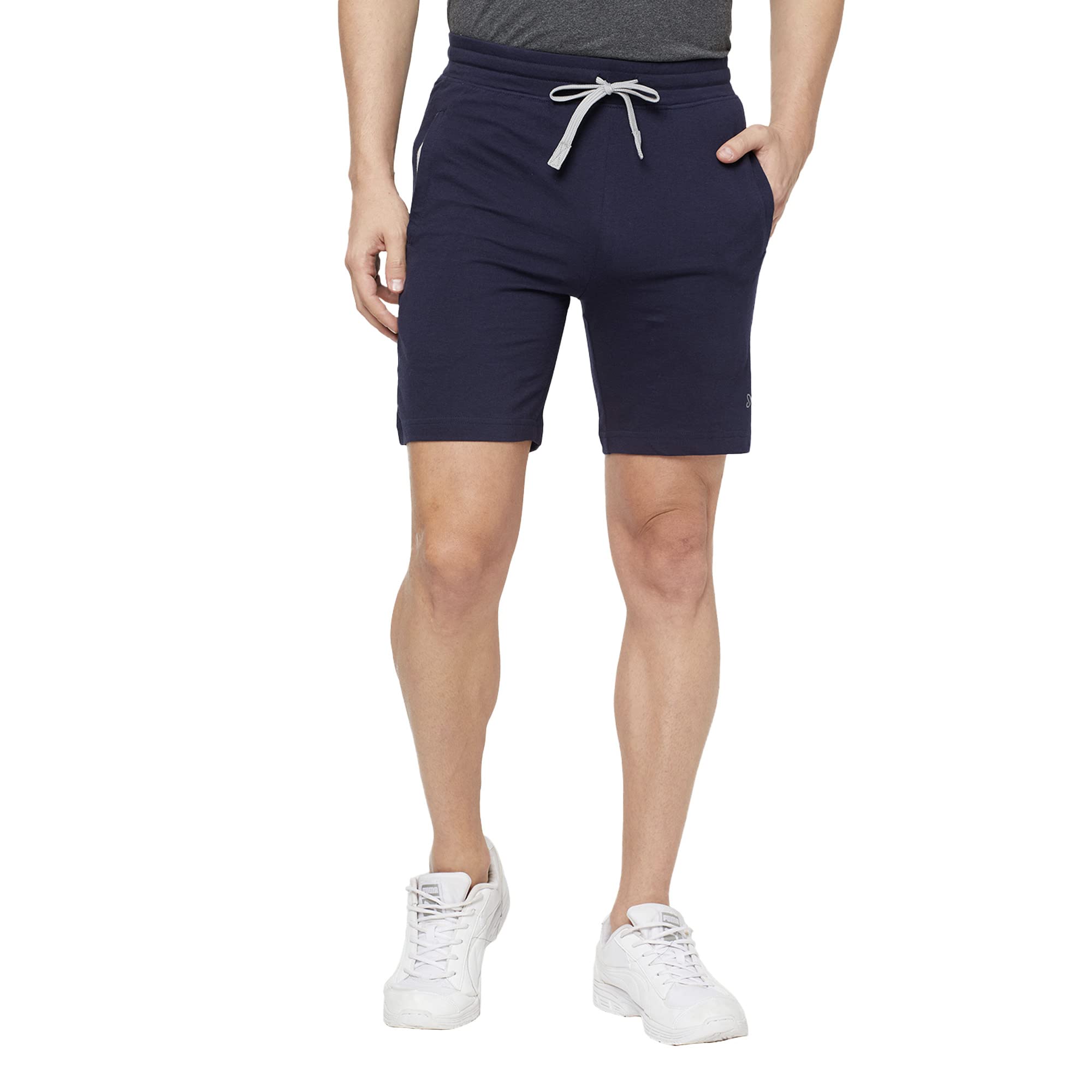 sporto Men's Casual Solid Cotton Lounge Shorts, Regular Fit with Zipper Pockets-picture-46