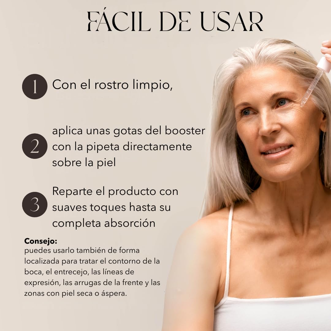 mellow NOIR Concentrated Booster 30ml | EFECTO REAFIRMANTE INMEDIATO | Sérum con Ácido Hialurónico para el Rostro | Sérum Contorno de Ojos | Tratamiento para Ojos y Rostro | Vegano