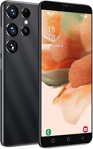 MsMga Téléphone Portable Pas Cher, 5.0 Pouces Android 9.0 OS, 16GB ROM (SD to 128GB), Dual SIM Dual Cameras, Face ID Unlock Cell Phone (S25Ultra-Black)