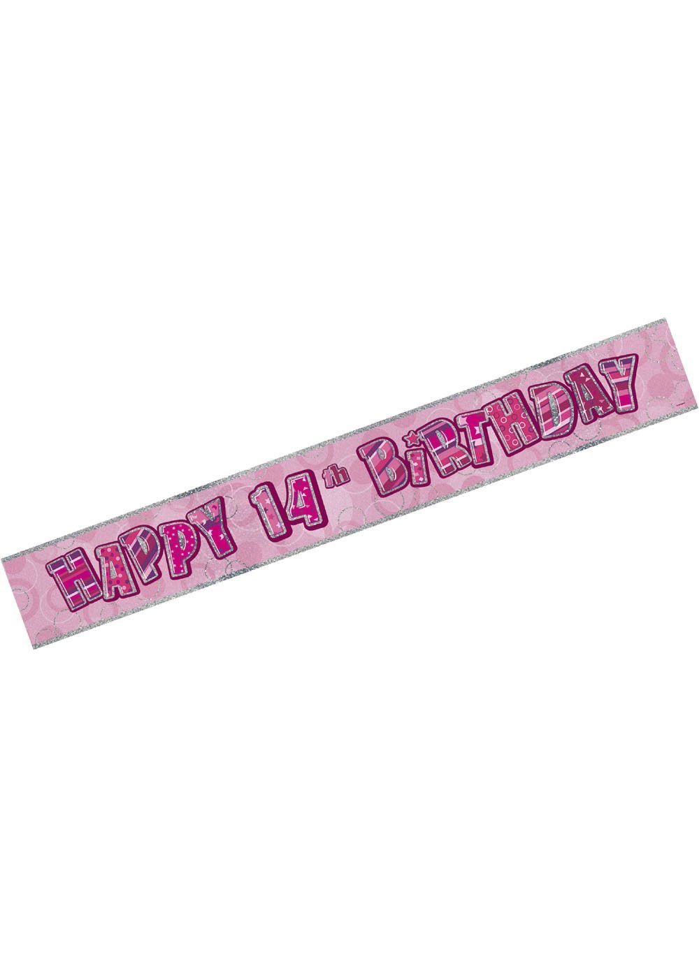 Unique Party 92068 - 9ft Foil Glitz Pink Happy 80th Birthday Banner — view 15