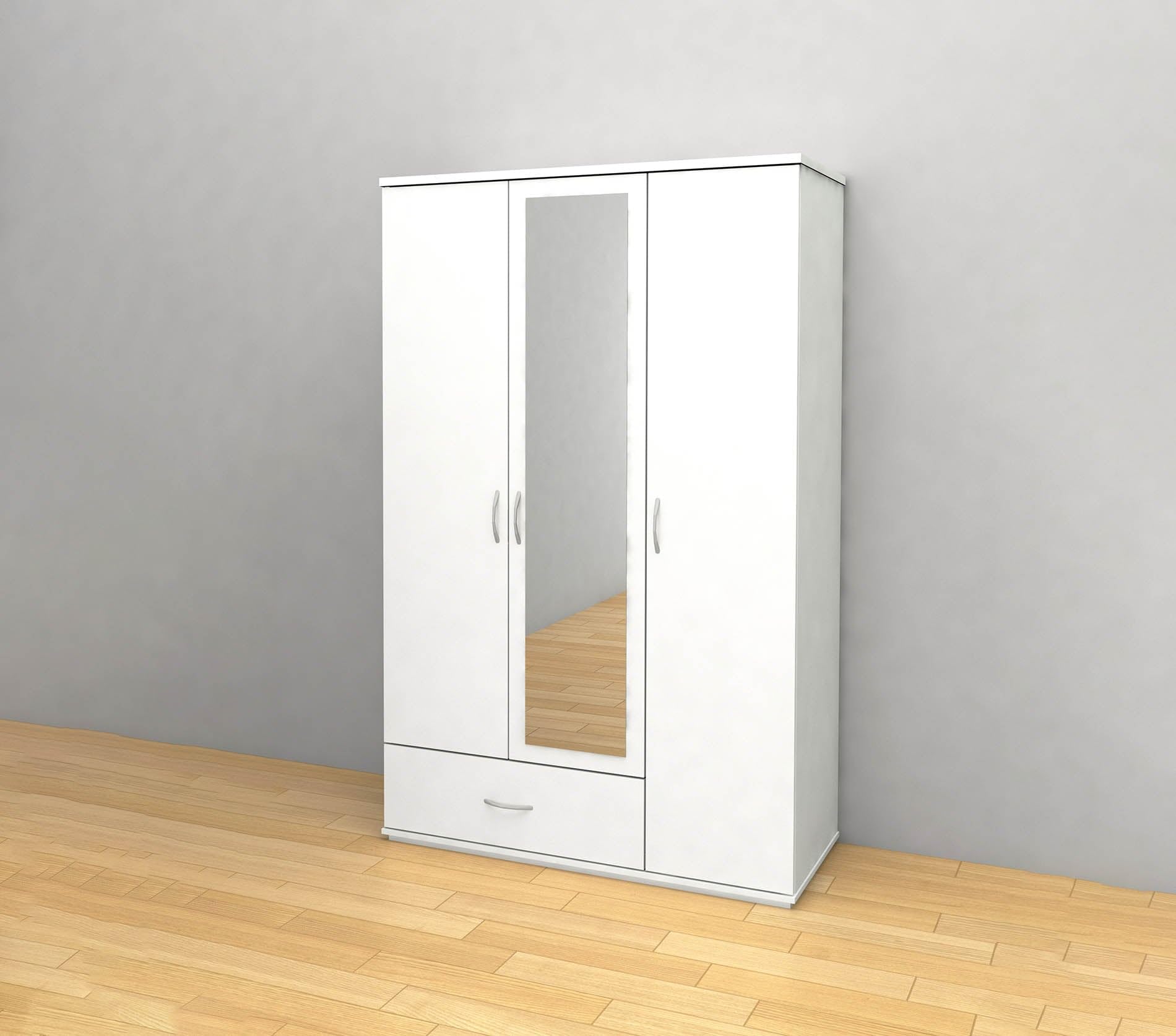 S & S Saldos y Stocks Armario de Dormitorio 3 Puertas DN, con Espejo Blanco 195x120x50 cm
