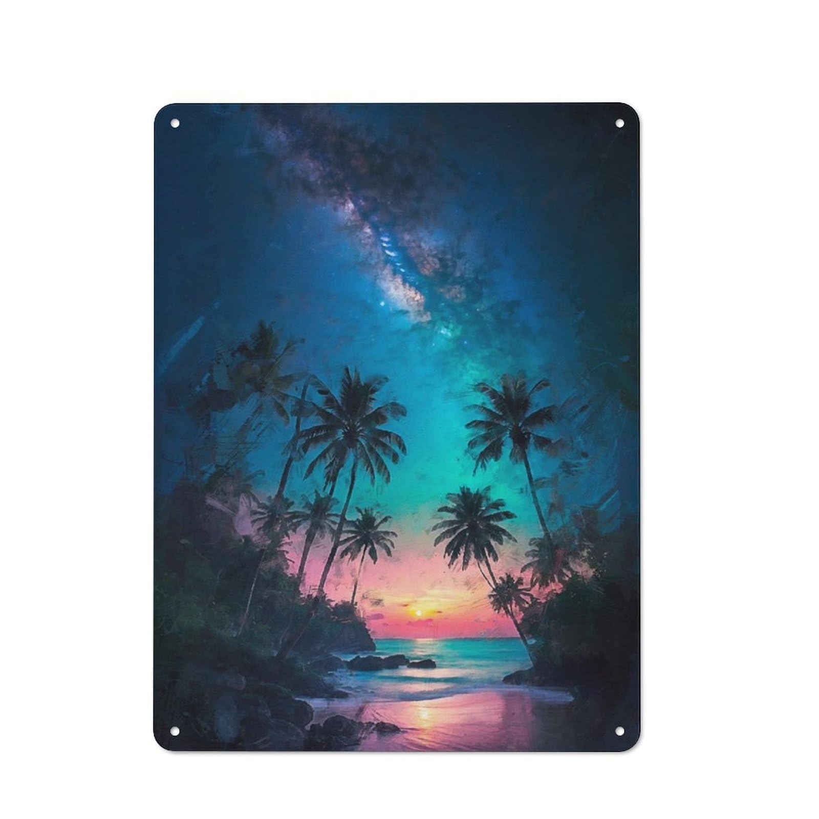 Junmoney Cosmic Palms Rustic Metal Wall Sign 40X30cm For Hobby Room Or Studio, For Vintage Wall Decor Fans, For Themed Room Decoration