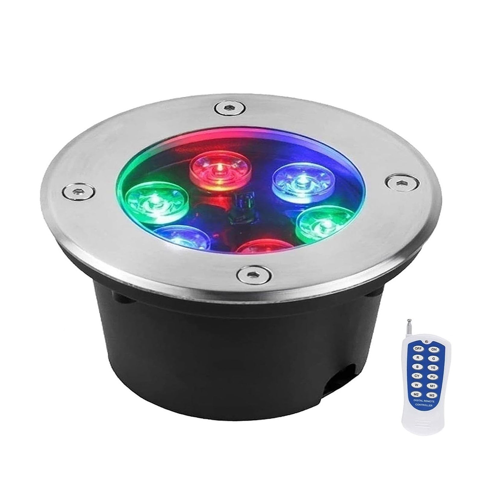 Luces De Paisaje Submarino - Foco LED Piscina, Foco Sumergible IP68, Foco Sumergible LED con Cambio De Color RGB, para Jardín, Focos De Piscina, con Mando A Distancia(12V,6w)