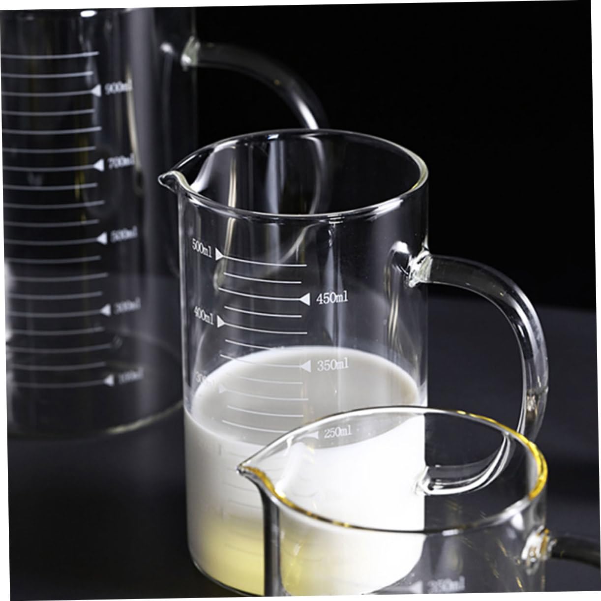 COLLBATH Lot De 3 Tasses À Mesurer De Capacité En Verre Gradué Tasses À Café Et Jus Design À Large Ouverture Pour Hôtel Et Restaurant