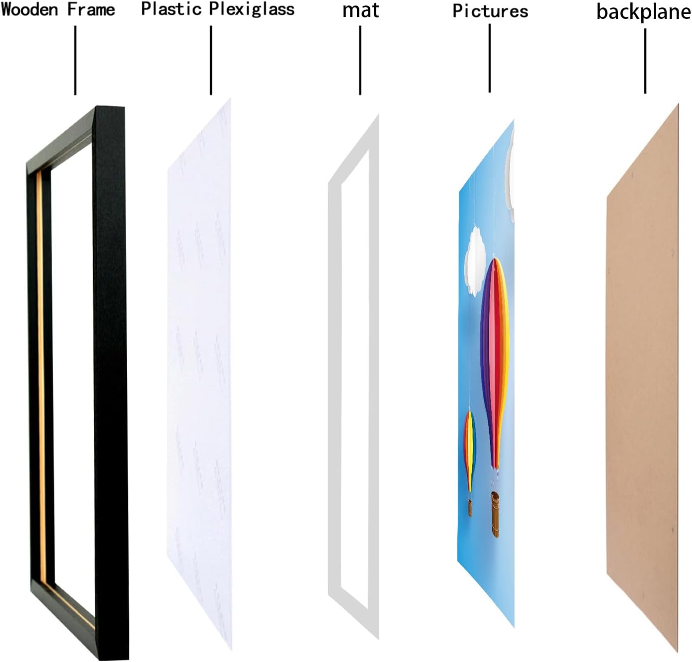 Mxtallup 14x22 Picture Frames Solid wood, Display Pictures 12x20 Inch With Mat or 14x22 Inch Without Mat, Poster Frames 12x20 in Photo Frames Wood Black (T22B1422W1220)