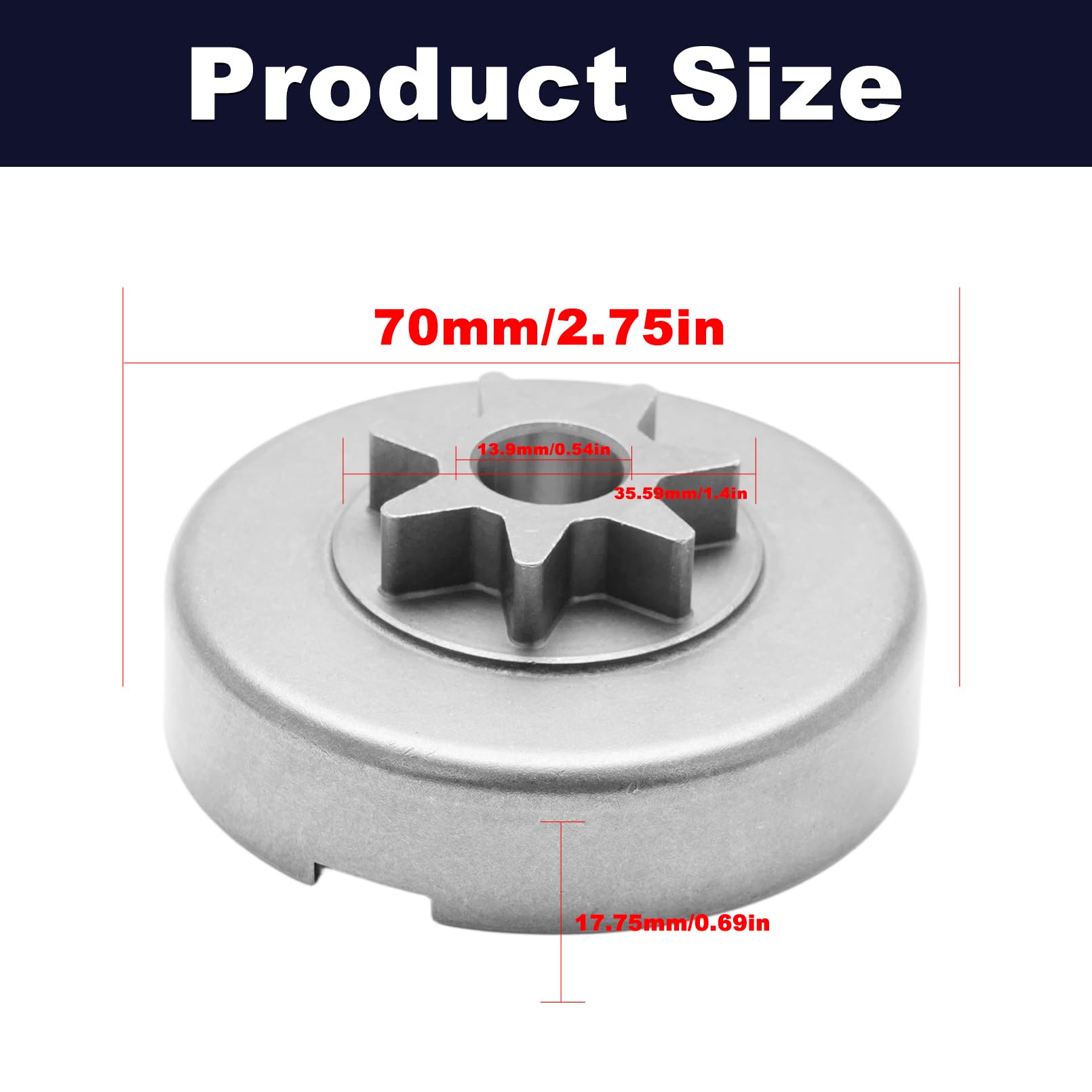 1 cm 7T A556001580 Tambour d'embrayage pour Echo CS-590 Shindaiwa 591